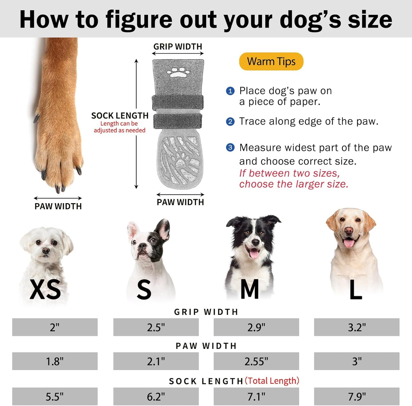 SCENEREAL Dog Socks with Grippers to Prevent Licking Paws for Hardwood Floors, 6 PCS Anti Slip Dog Grippy Socks for Senior Dogs, Winter Anti Slip Dog Paw Socks for Small Medium Large Dogs, Khaki S