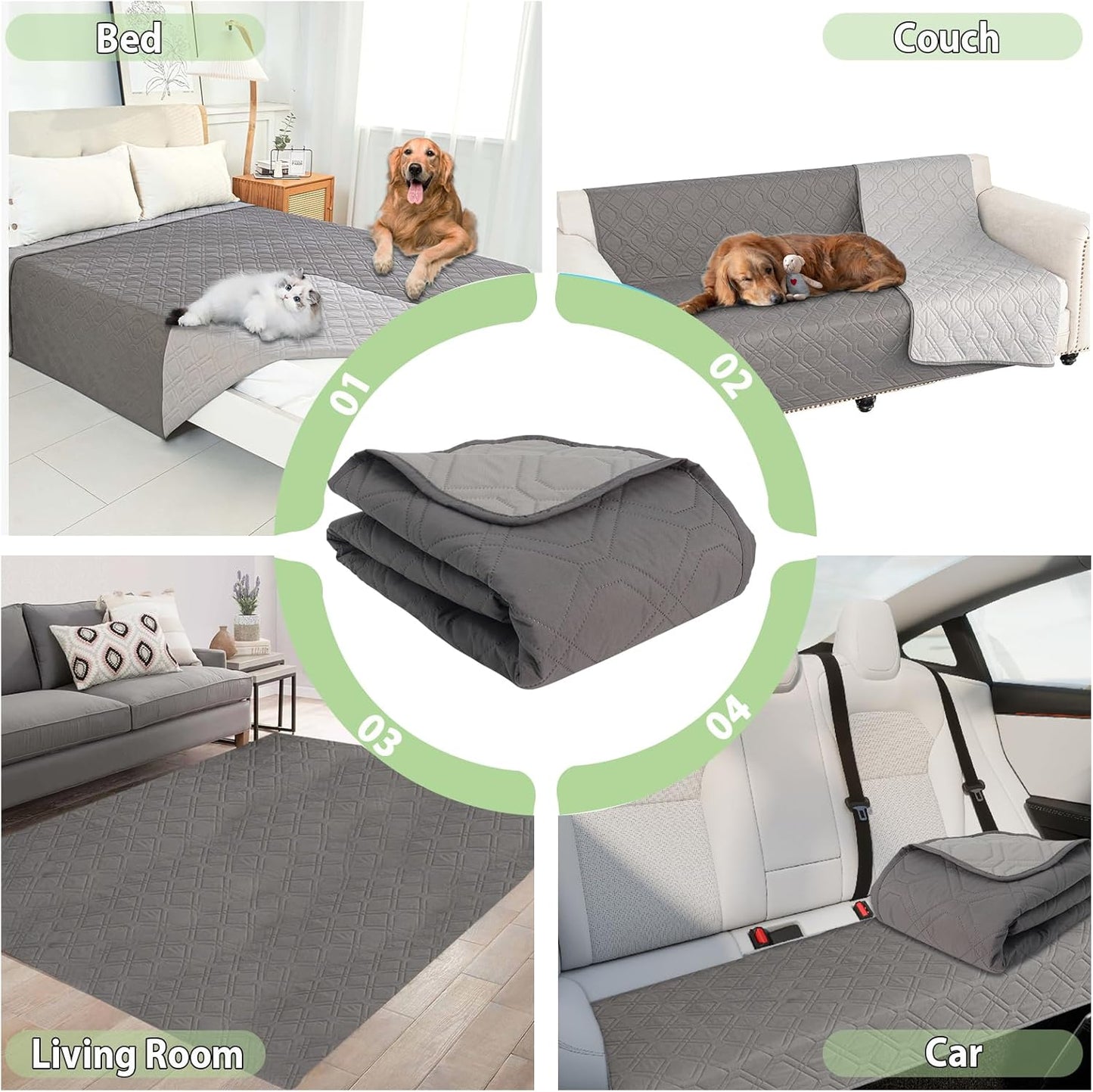 54x82 Inch Waterproof Dog Bed Cover Pet Blanket, Couch Cover for Dogs,Pets,Cats Washable Non-Slip Backing Reversible, Dark Gray/Light