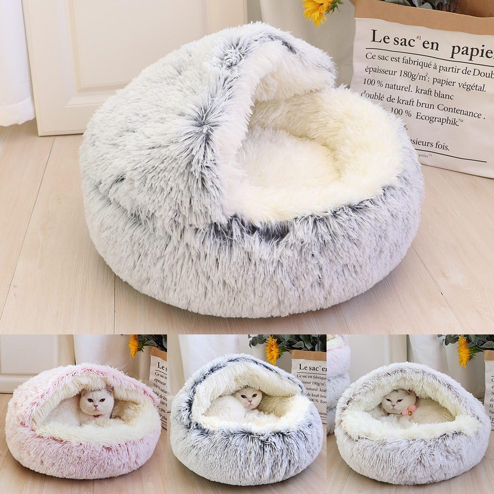 Cozy Cocoon Pet Bed,Cozy Nook Pet Bed for Dogs,Winter Pet Plush Bed, Cozy Cocoon Pet Bed for Dogs,Cozy Nook Dog Bed, Dog Bed (Pink-Short Velvet,40 * 40 CM)