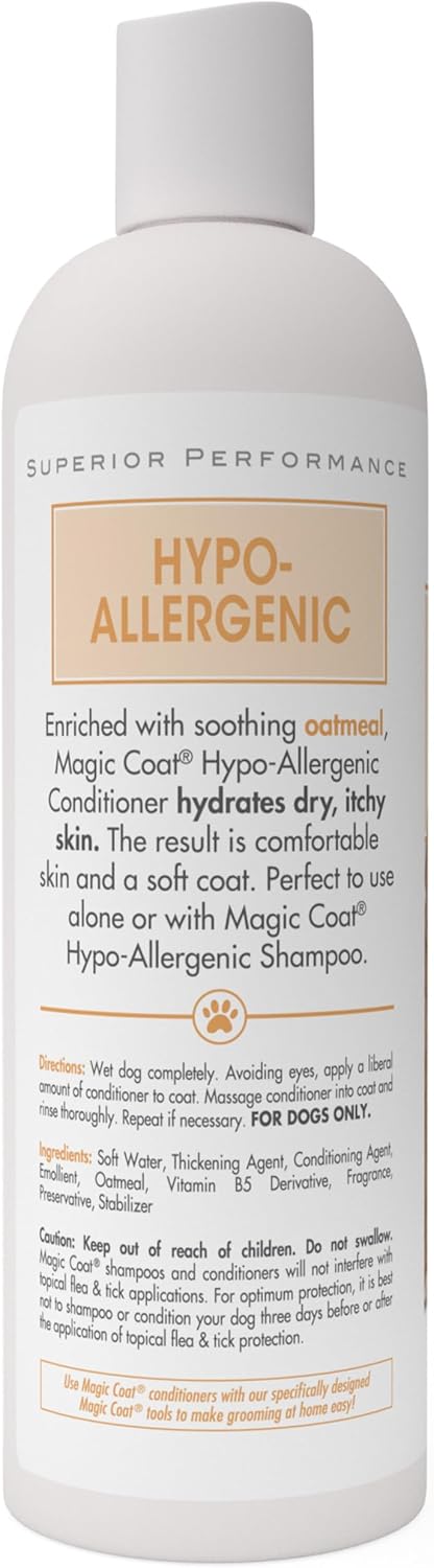 Four Paws Magic Coat Hypoallergenic Oatmeal Conditioner for Dogs, Moisturizing Dog Conditioner for Itchy Dry Skin, Soothing Cucumber Scent, 16 Ounce