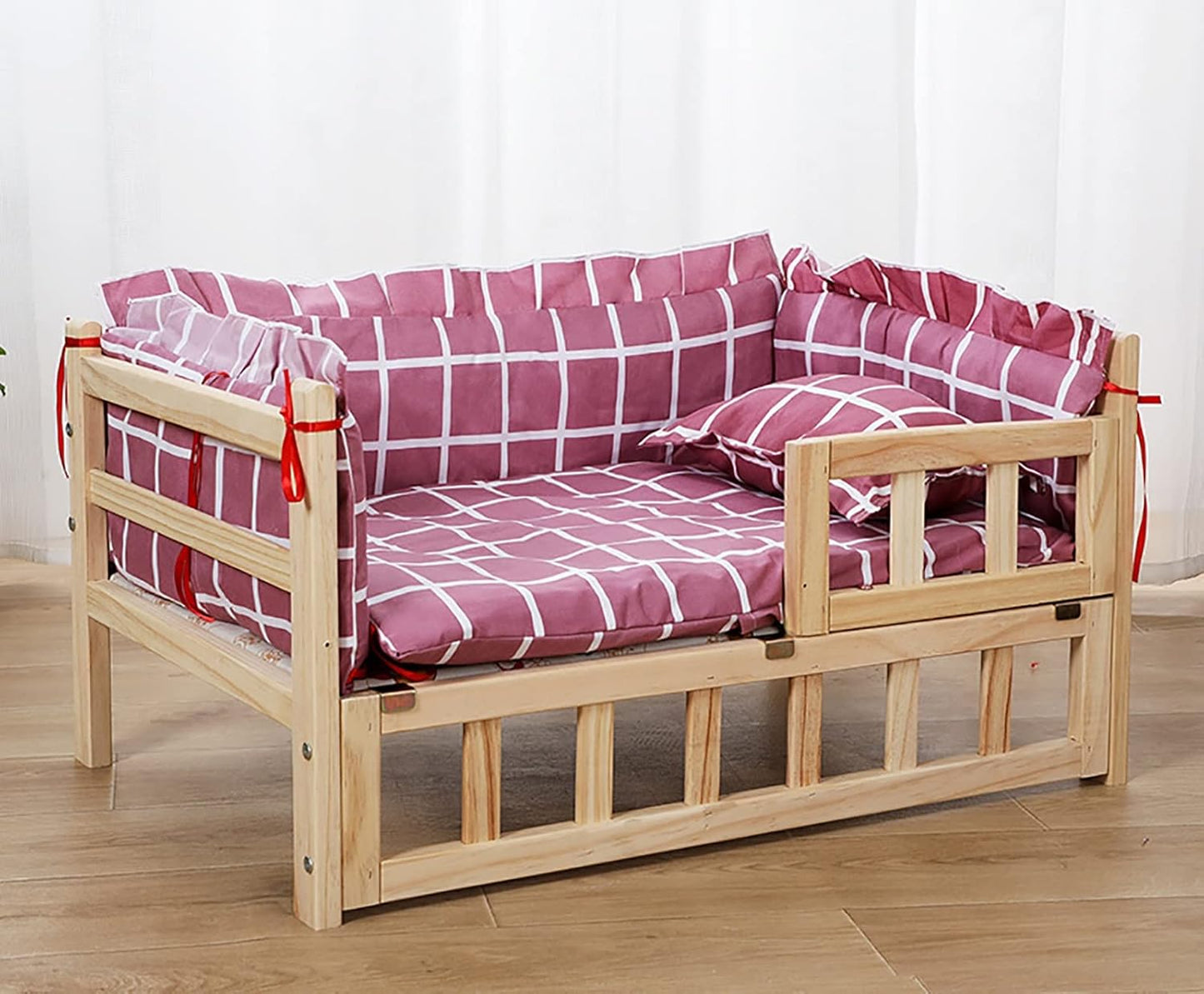 Pet Bed Large Pet Dogs Bed Wood Frame with Fence, Portable Washable Elevated Dog Couch Sofa, for Orthopedic Joint Relief, Indoor, Outdoor, Camping (Color : Style4, Size : S-54x39x38cm/2