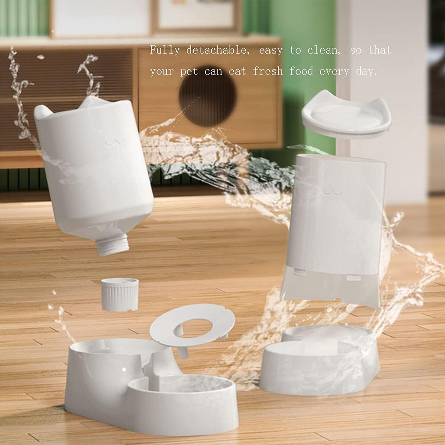 Dispenser Unplugged Automatic Feeder for Pet Dog Cat Water Dispenser Fountain Plastic Safety 1.5kg/2.5L Dog Cat Feeding Bowl Container Pet Supplies cat Fountain (Size : Feeders) (Water dispensers)