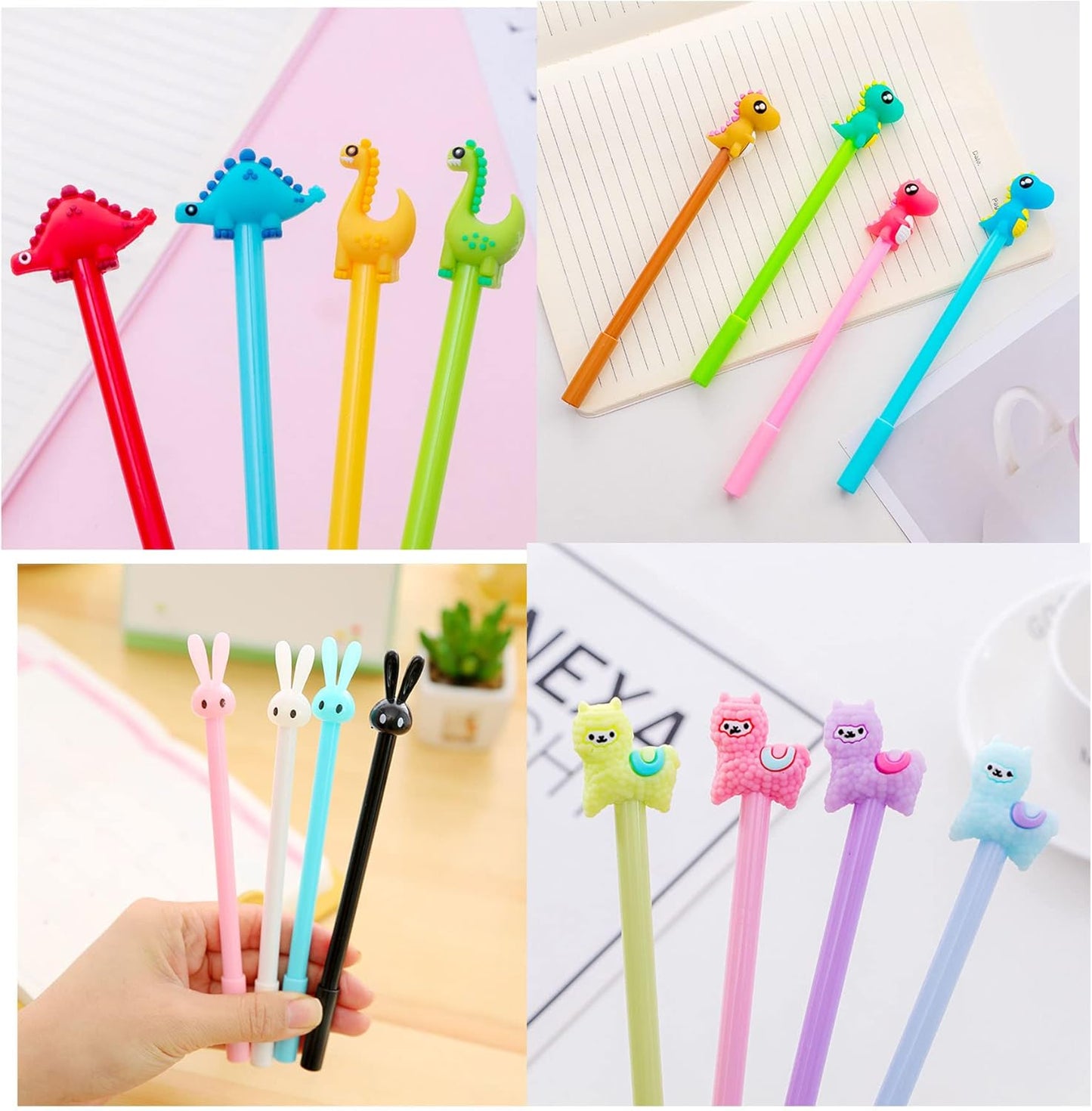 YYaaloa 70pcs Cute Novelty Gel Ink Pens Cartoon Animal 0.5 mm Black Ink Pens Bulk for Kids Office Supplies Christmas Party Gifts