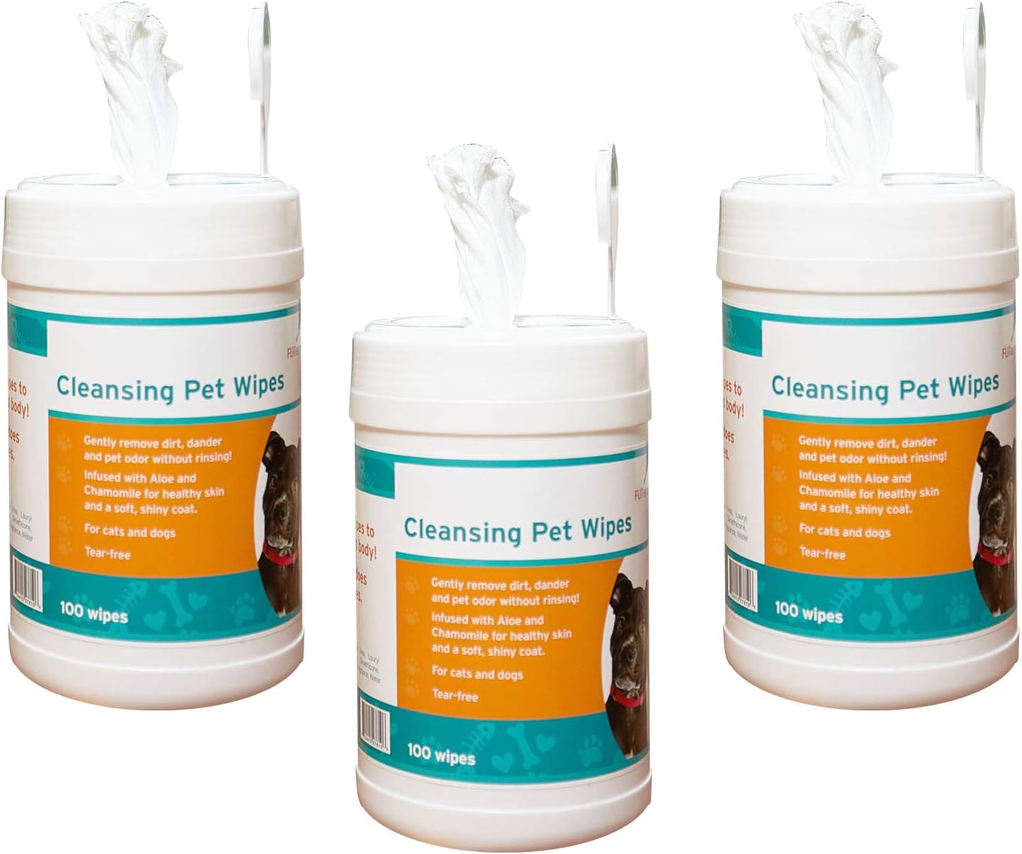 FURemover Pet Wipes, Grooming Wet Wipes for Cats and Dogs, 100 Count, Pack of 3