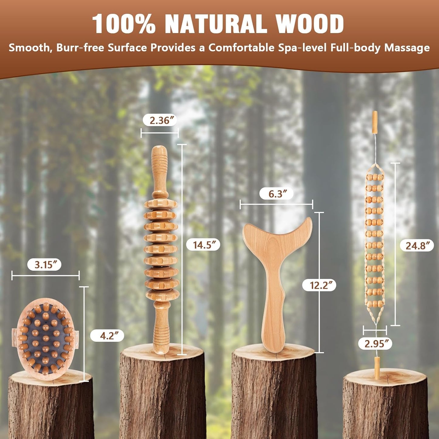 Wood Therapy Massage Tools, 4 in 1 Lymphatic Drainage Massager Body Sculpting Tools, Professional Maderoterapia Kit Cellulite Massager for Body Contouring,Relief Muscle