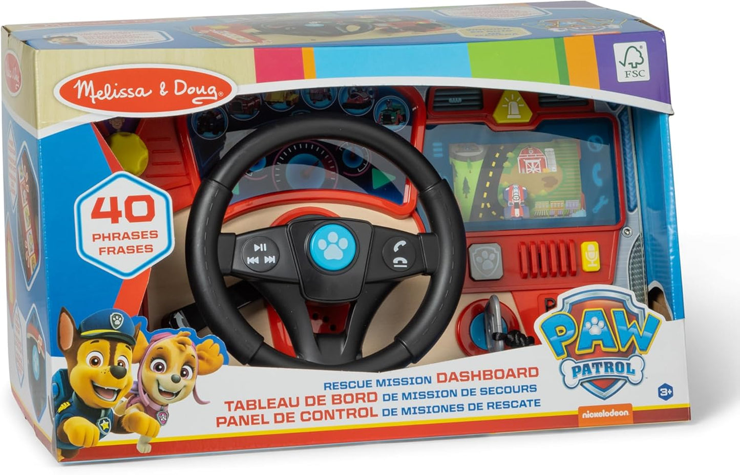 Melissa & Doug PAW Patrol Rescue Mission Wooden Dashboard Kids Activity Board, Toddler Sensory Toys, Pretend Play Driving Toy, PAW Patrol Toys for Kids Ages 3+