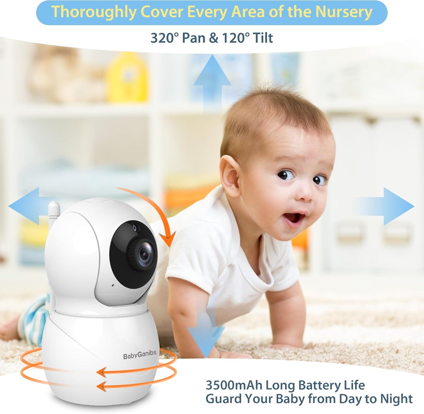 Baby Monitor with Camera and Audio, 4.3'' Video Baby Monitor with 1000ft Long Range and 30-Hour Battery, No WiFi,Night Vision, ECO Mode, 2-Way Talk