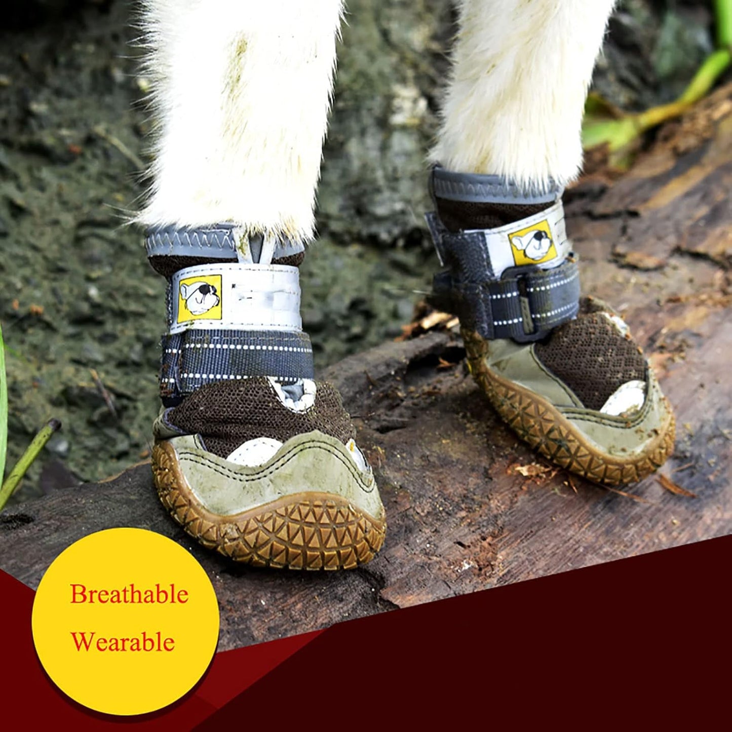 Pet Shoes Mountain Soles Dog Boots with Non-Slip Rubber Reflective Straps for Walking Running All Weather Neoprene Paw Protector