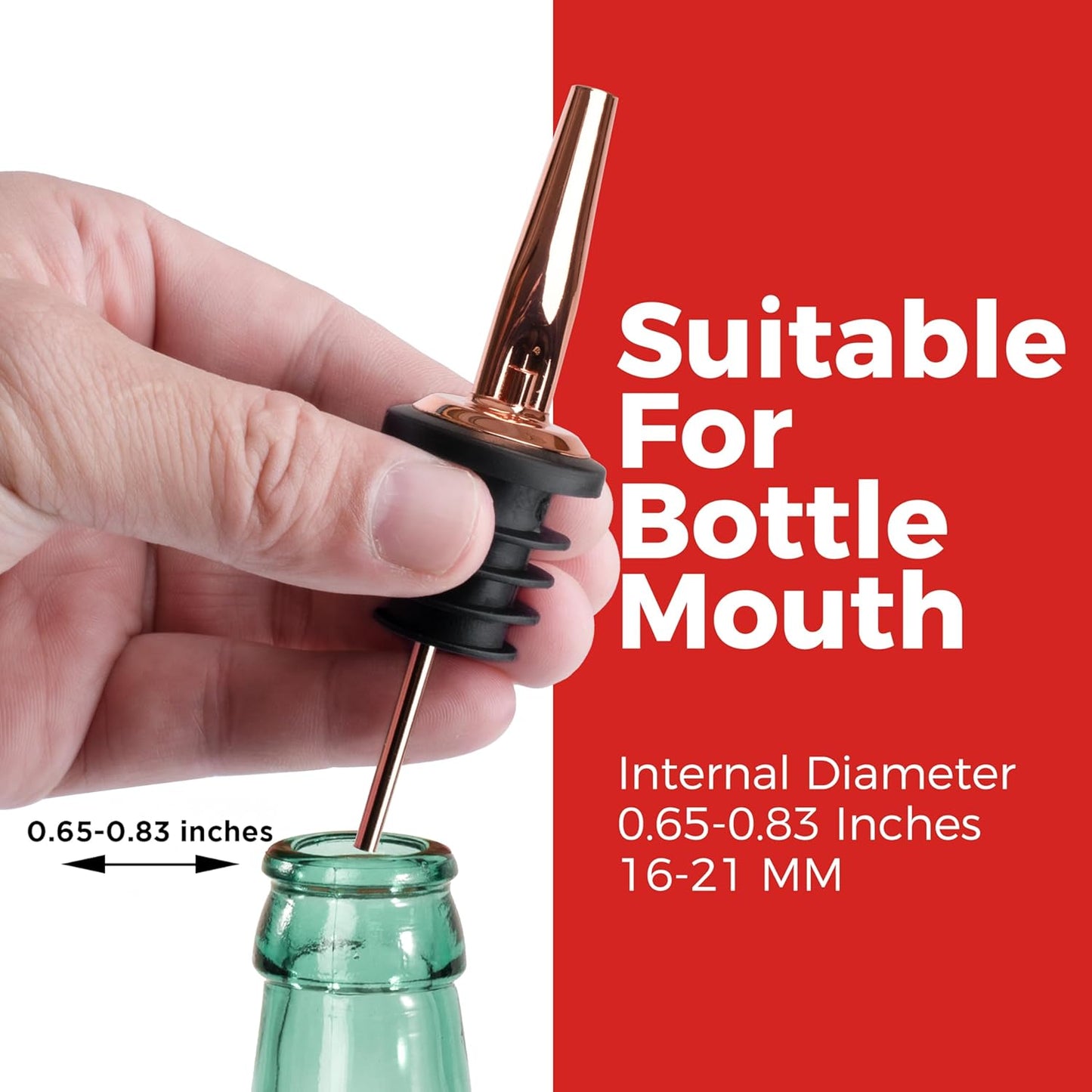 48 Pack Stainless Steel Bottle Pourers for Alcohol, Liquor, and Wine - Bar Accessories, Spouts for Bottles and Dispensers (rose gold)