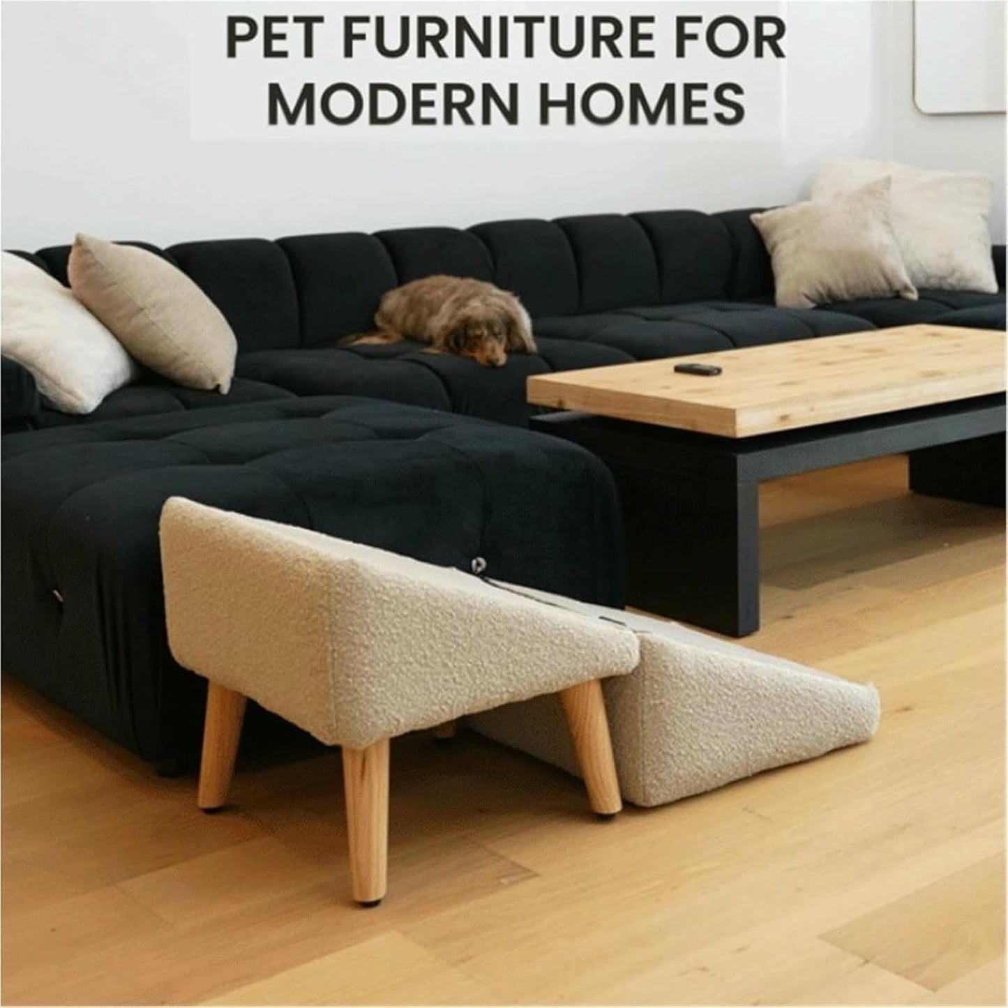 Split Ottoman Dog Ramp, Folding Non-Slip Dog Ramp and Ottoman for Small Medium Senior or Injured Dogs and Cats,Portable Pet Stairs for Bed Sofa and Couch