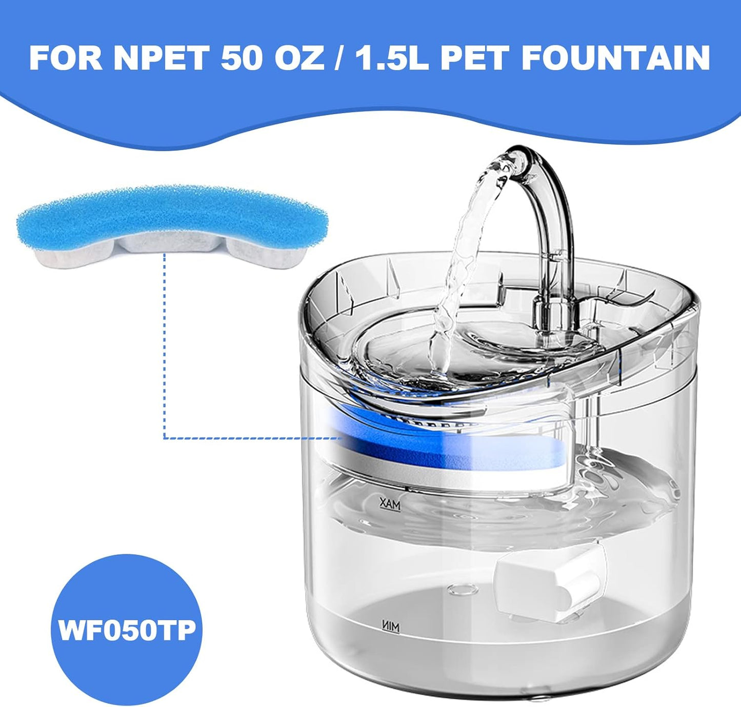 Cat Water Fountain Filters for WF050 & WF100 Cat Fountain, Pet Fountain Filters Replacement