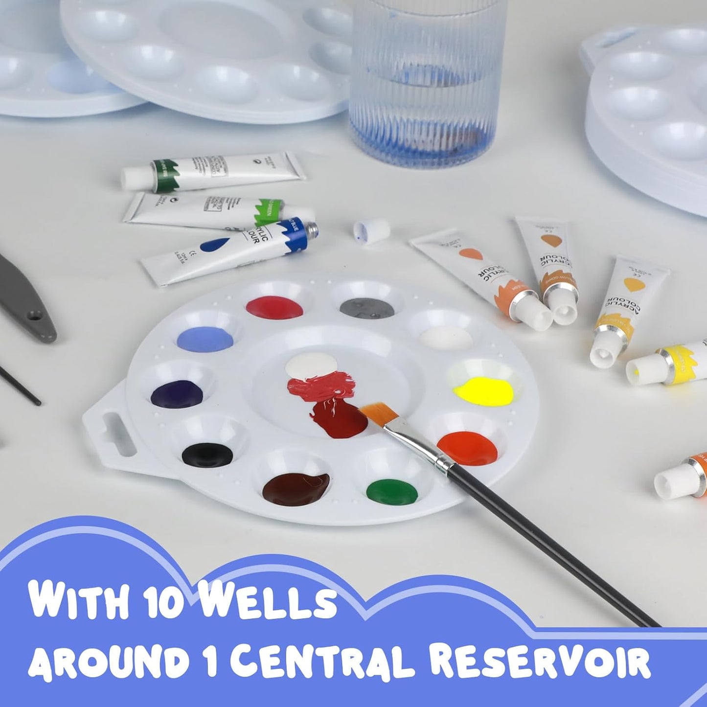 Paint Tray Palettes, Plastic Paint Pallets with Hanging Hole for Children or Students to Paints on School Project, Art Class or Have a Birthday Painting Party -12pcs