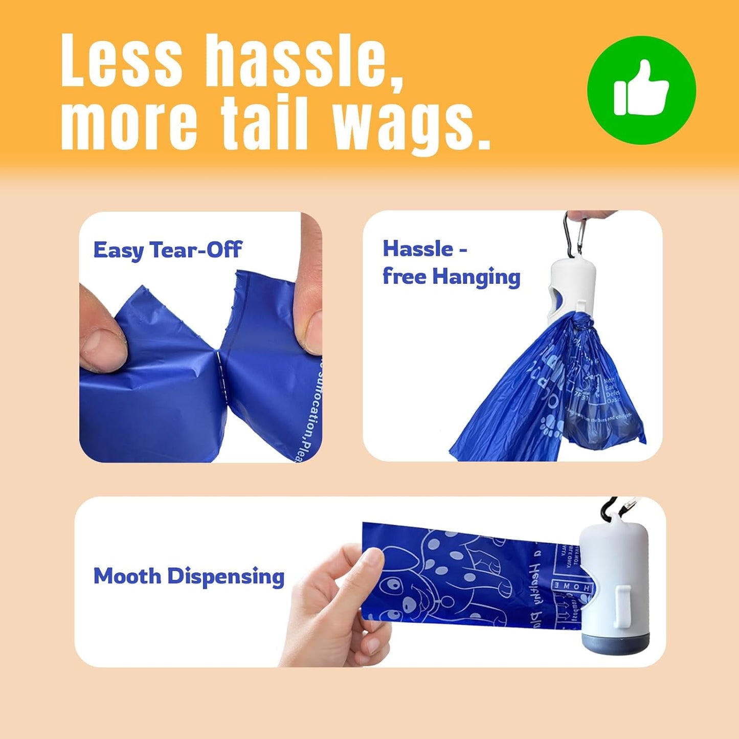 Compostable Dog Poop Bags BPI Certified Biodegradable Pet Waste Bags Leak-Proof Thickened and Opaque Eco Design (7 rolls & a dispenser)