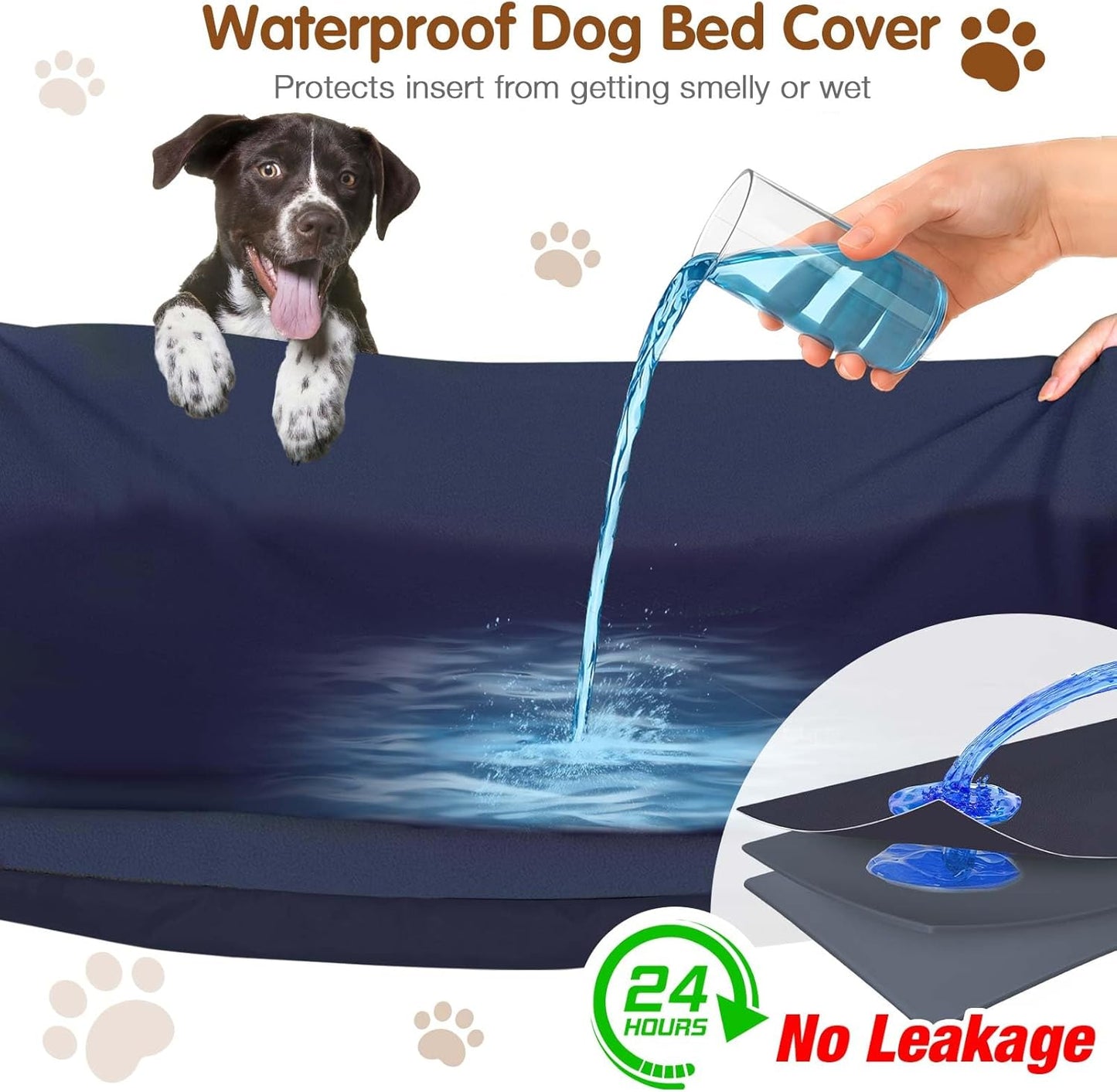 Dog Bed Covers Replacement Washable for Round & Donut Dog Bed 100% Waterproof Dog Bed Sheets Soft & Noiseless Pet Bed Cover 30" x 30" x 9.8" Blue