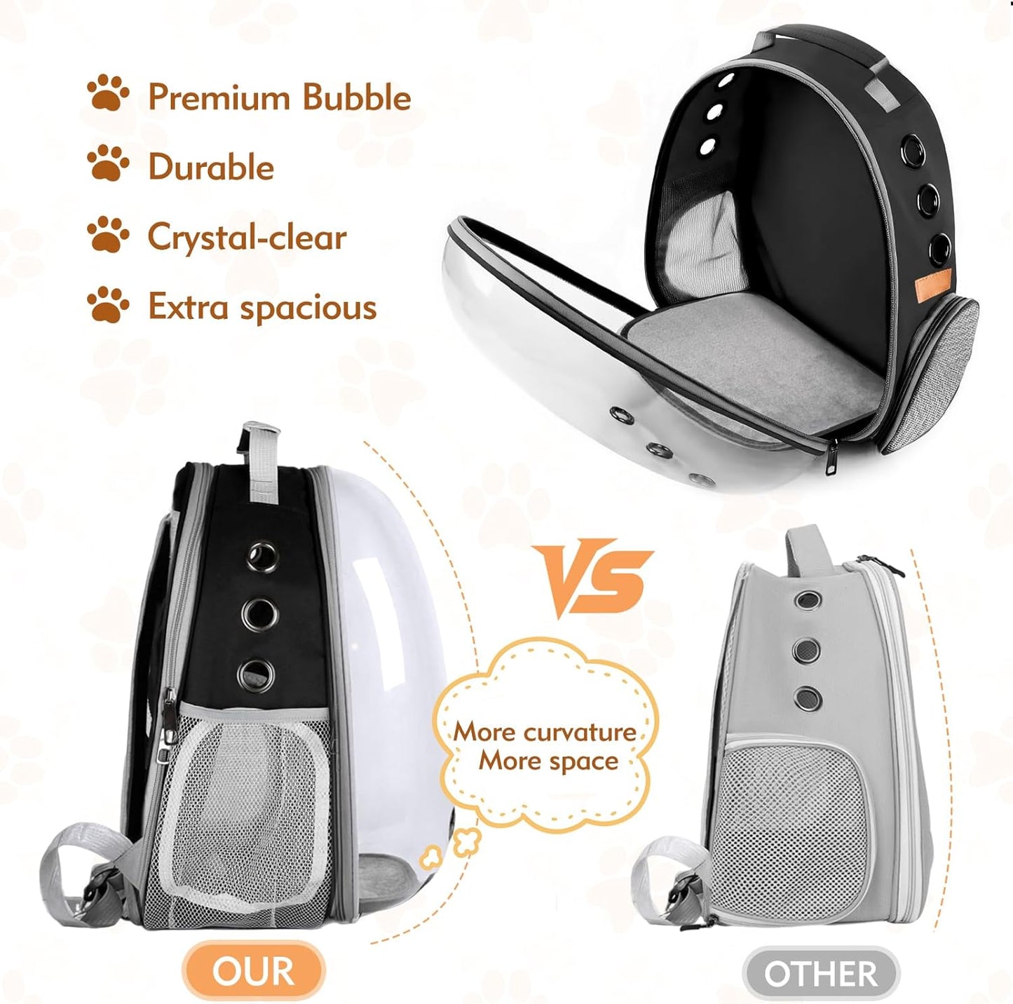 Cat Carrier Backpack, Cat Carrier Backpack for Small Medium Cat Puppy Dog, Transparent Space Capsule Pat Carrier Backpack, Airline-Approved Pet Carrier, Designed for Travel Hiking Walking Camping