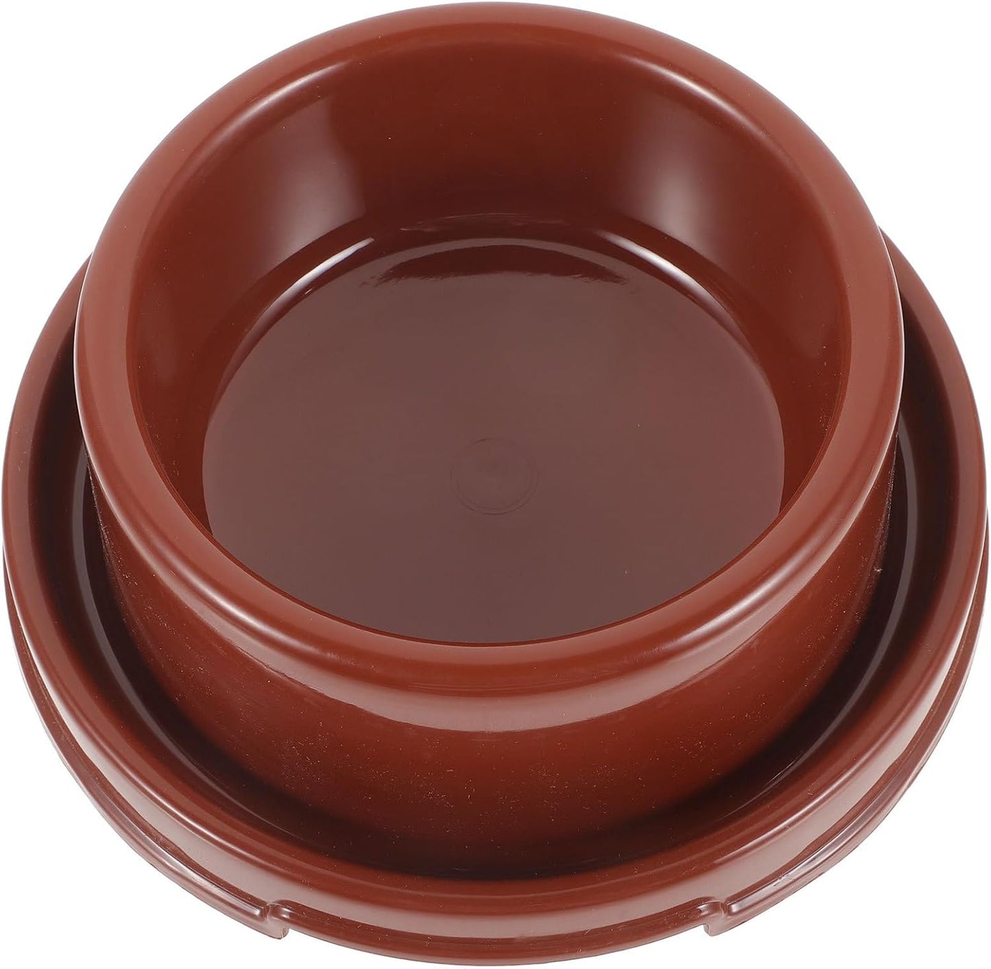 PRETYZOOM Plastic Dog Food Bowl with Design, Small Round Pp Pet Feeder for Puppies and Cats, Brown Single Pet Food Holder Suitable for Indoor Feeding
