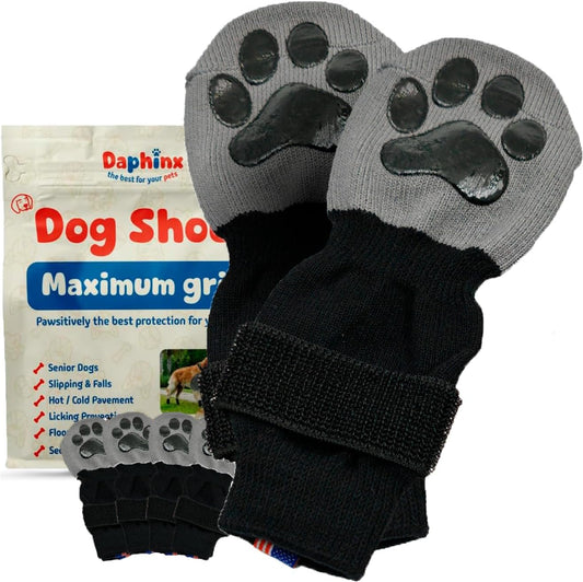Dog Shoes, Booties, Boots & paw Protectors, Small, Medium and Large Size Dogs. Puppy Shoes for Summer hot Pavement, Snow, rain and Hiking. Anti-Slip Dog Socks for Hardwood Floors, no Lick (M)