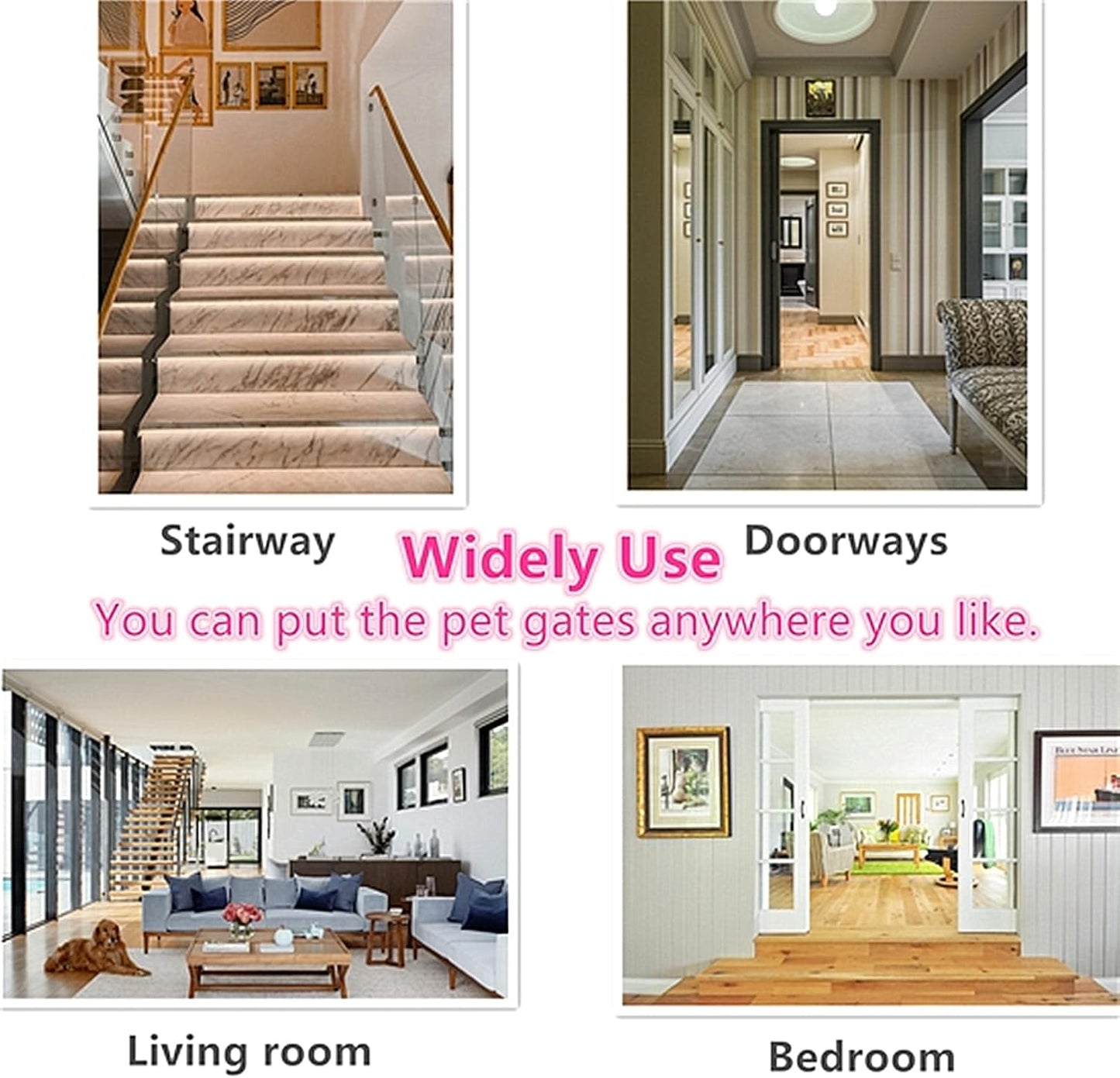 Clear Freestanding Dog Gate for Indoor Use,Pet Gates for Doorways no Drilling,Acrylic Foldable Dog Gate for Stairs with Support Feet (2 Panel - 40''W x 23''H)