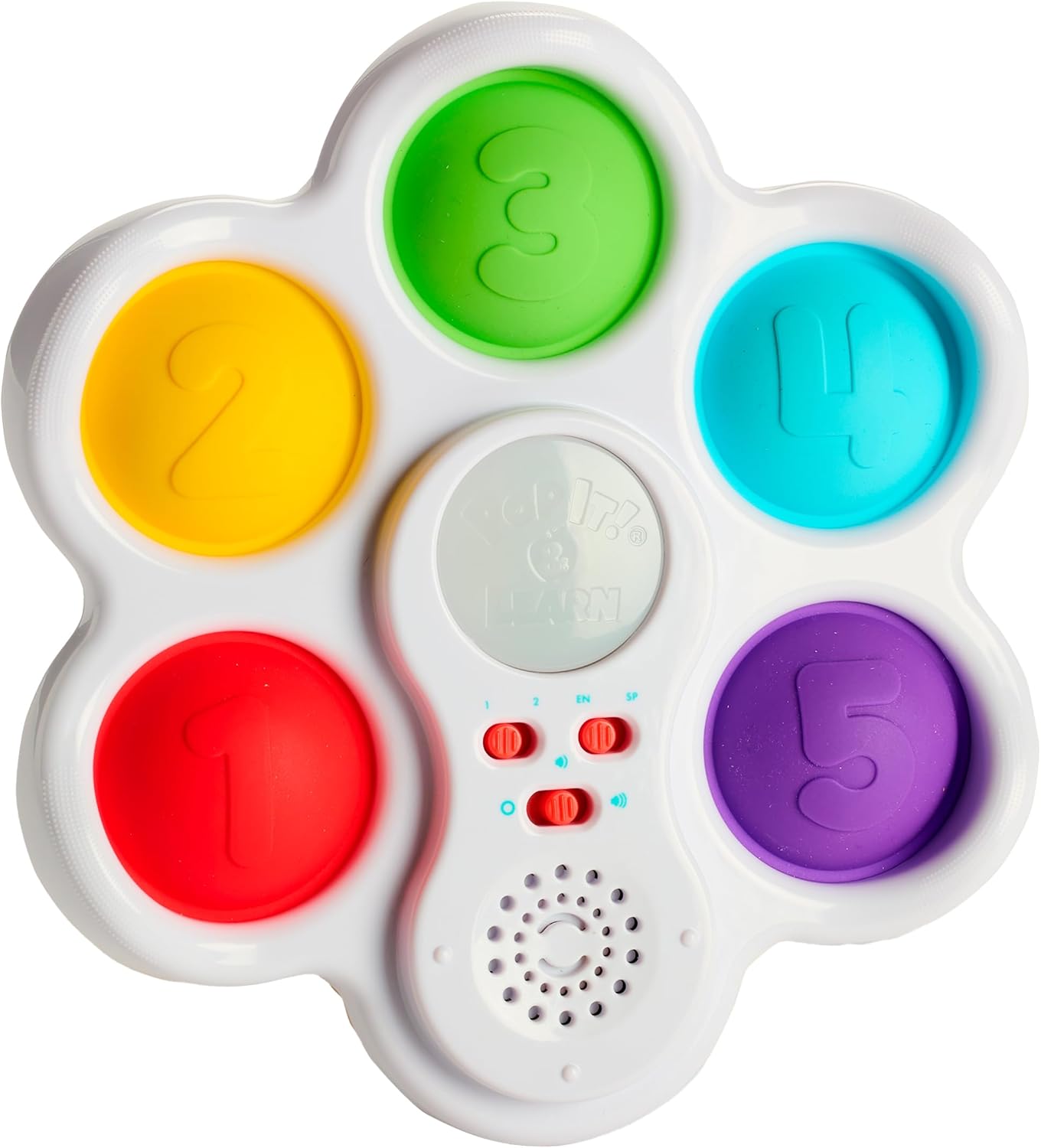 Chuckle & Roar - Pop It! and Learn - Educational and Electronic Popping Toy - Learn Numbers & Letters in Spanish or English - Great for Ages 6 Months to 2 Years