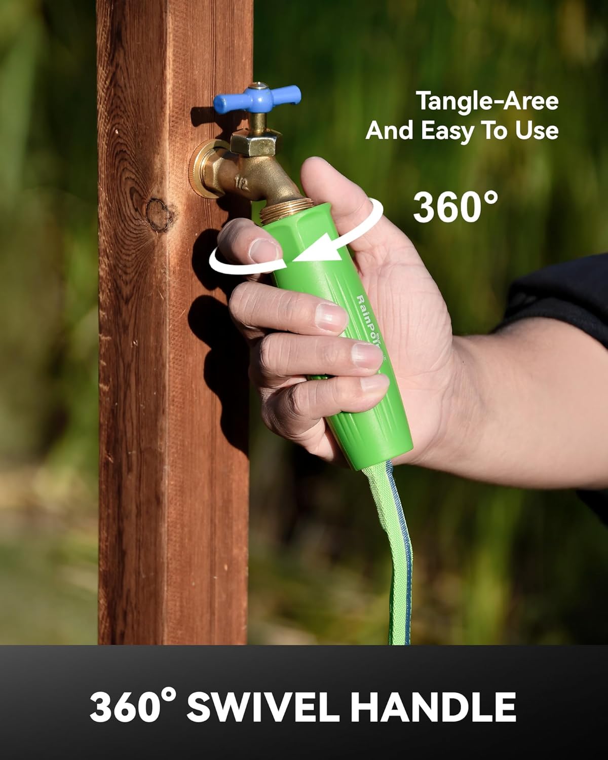 RAINPOINT Garden Hose 50FT, Up to 60% Lighter Non-Expanding Water Hose with TPE Inner Tube, Lightweight & Flexible Anti-Kink Hose, 800D Oxford Fabric, Weather-Resistant, 450PSI Burst, 3/4" Fittings