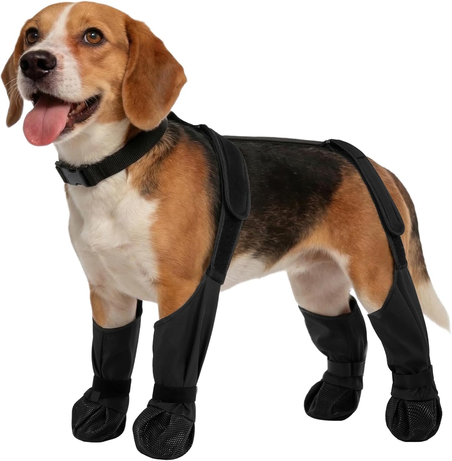 Waterproof Dog Shoes for Medium Dogs, Anti-Slip & Fall Dog Suspender Boots Adjustable Pet Shoes Paw Protector, All-Weather Outdoor Dogs Booties for Winter Snow Rain Hiking, Black M
