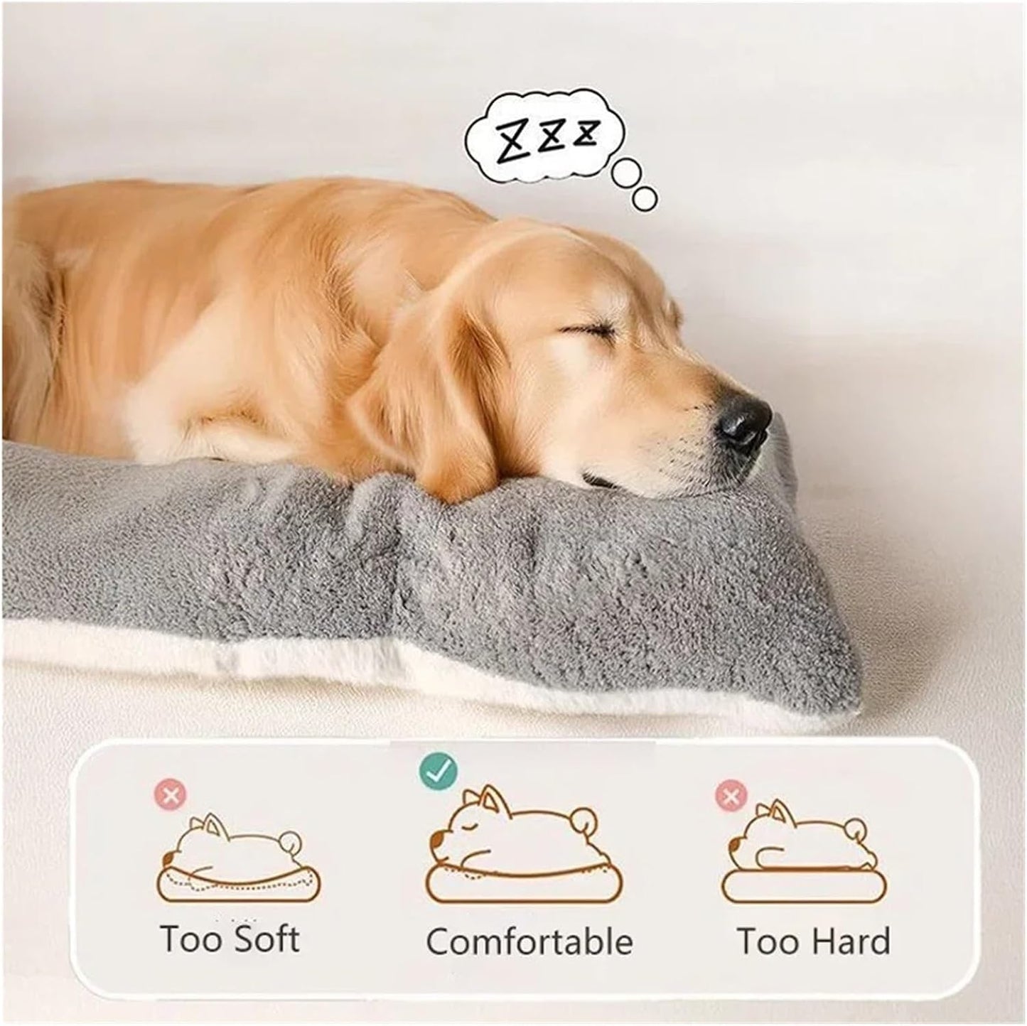 Plush Warm Dog Bed Sofa Thickened Super Soft Polyester Pet Mat Crate Mats for Small Medium Large Dogs Winter Pet Bed Supplies(Camel)