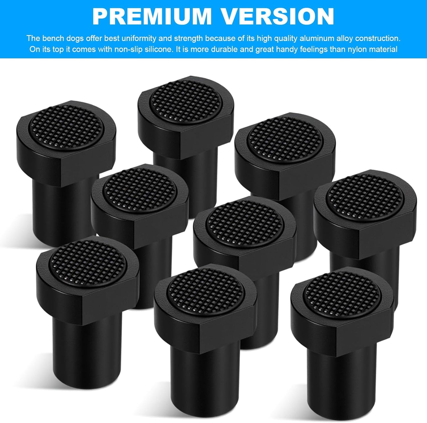 12 Pack Bench Dogs Aluminum Alloy Non-Slip Pads 3/4-Inch (19mm),Bench Dog Clamp Accessory, MFT Stops for Woodworking, Workbench Accessories