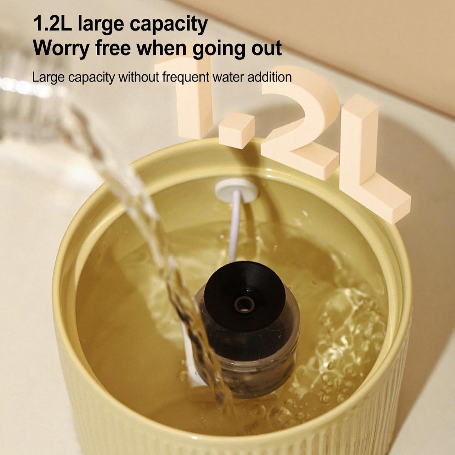 Cat Water Fountain - 1.2L Ceramic Automatic Pet Dispenser, Quiet Circulating Drinking System with Continuous Flow Filtration and Splash Resistant Bowl Design, Sturdy Hygienic Construction, Ideal for S
