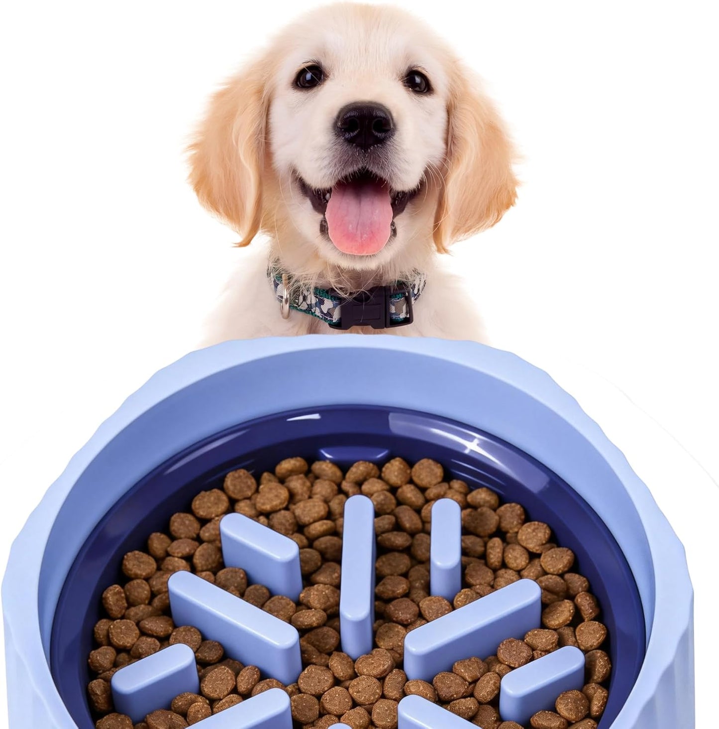 Slow Feeder Dog Bowl for Large Dogs - Non-Slip Durable Interactive Puzzle Bowl, Easy CleanDesign to Prevent Bloat & Overeating, 100% BPA Free (Blue)