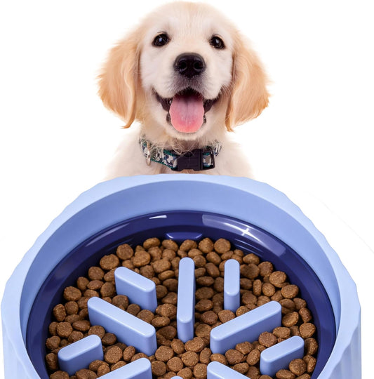Slow Feeder Dog Bowl for Large Dogs - Non-Slip Durable Interactive Puzzle Bowl, Easy CleanDesign to Prevent Bloat & Overeating, 100% BPA Free (Blue)