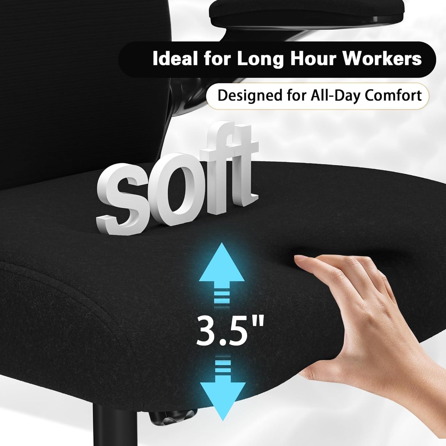 Ergonomic Office Chair, Mesh Desk Chair with Headrest, Lumbar Support, Thick Seat Cushion, Flip-up Arms, High Back Computer Task Chairs for Home Office, Black/Silver