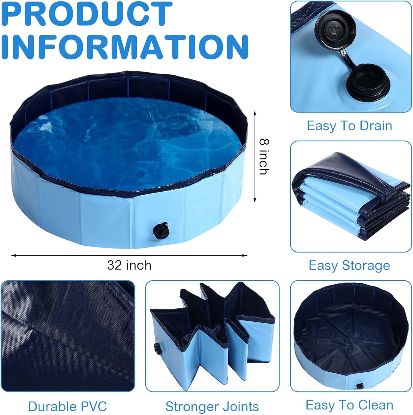 Whelping Pen for Dogs Portable Whelping Box Pool for Small Dogs Puppies with Reusable Pee Pad Washable(Blue,32 x 8 Inch)
