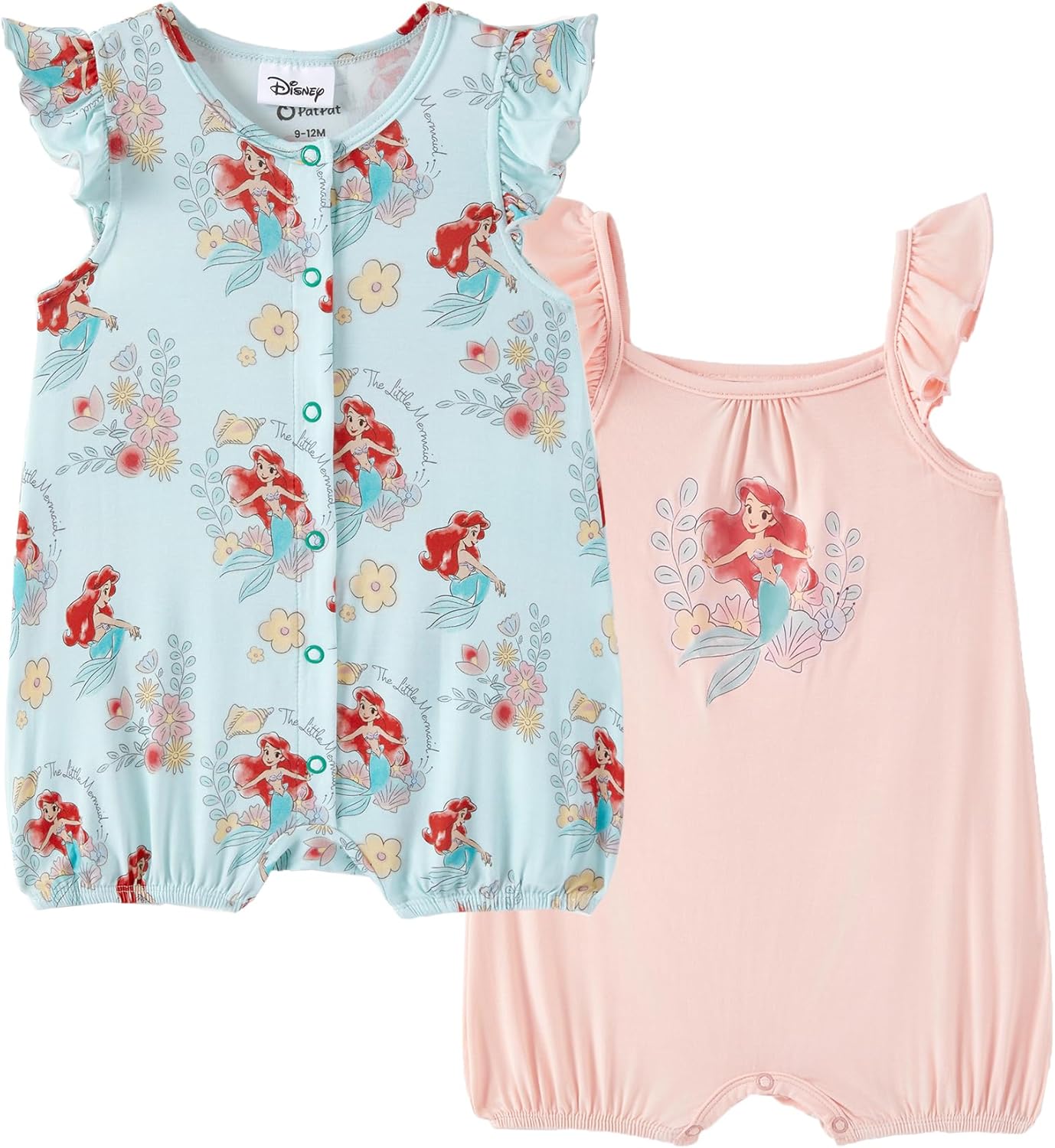 Disney Baby Girls Viscose Made from Bamboo 2 Packs Breathable Bodysuit with Ruffle Sleeves Romper Newborn to Infant