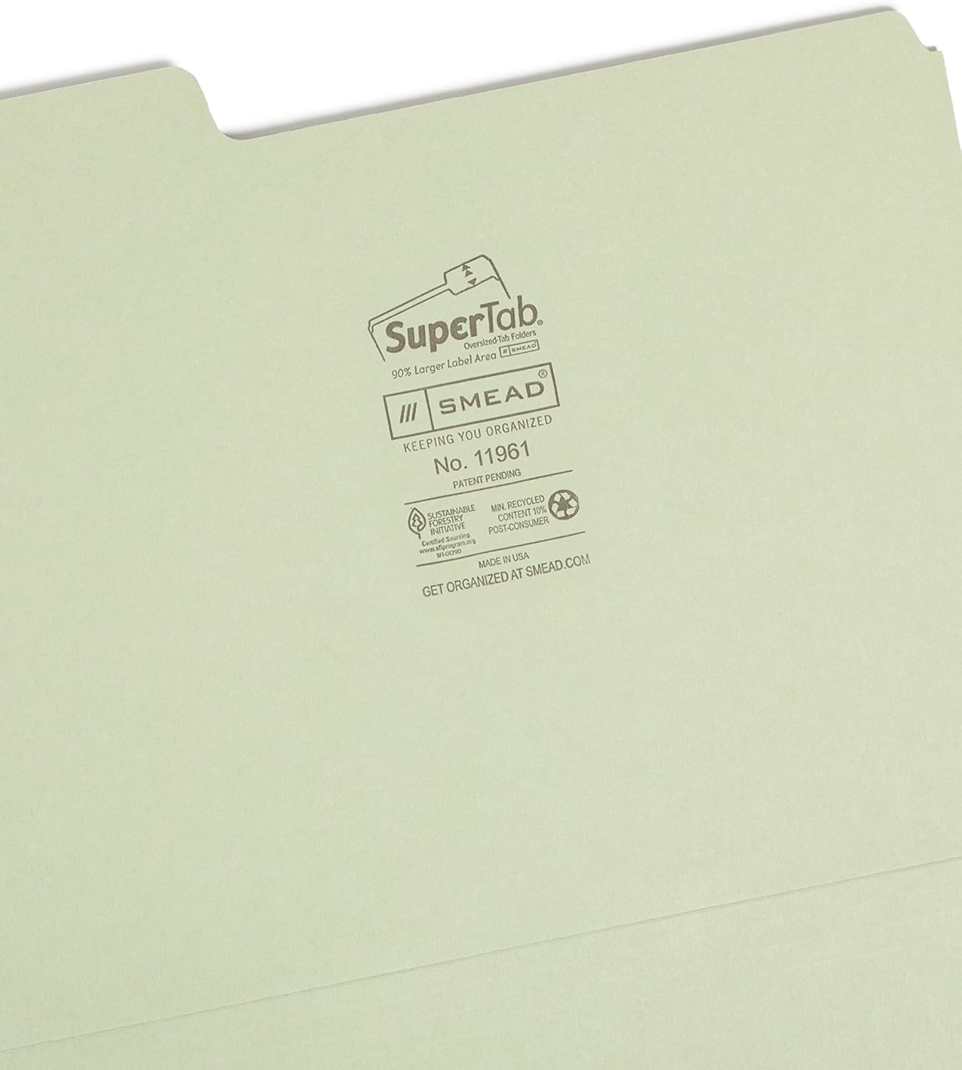 Smead SuperTab File Folder, Oversized 1/3-Cut Tab, Letter Size, Assorted Pastel Colors, 100 per Box (11961), Pack of 1