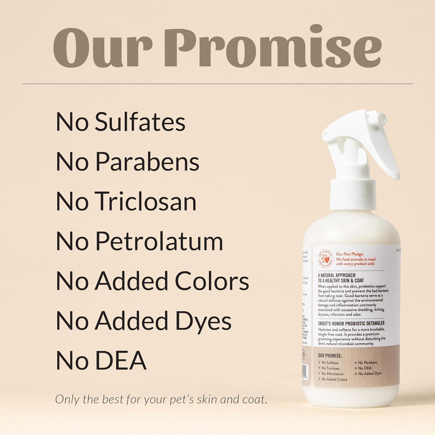 Skout's Honor Probiotic Pet Detangler Spray - Hydrating & Conditioning with Avocado Oil, 97% Natural, Paraben & Sulfate-Free, softens for a More brushable Coat, Daily Use, 8oz, Dog of The Woods