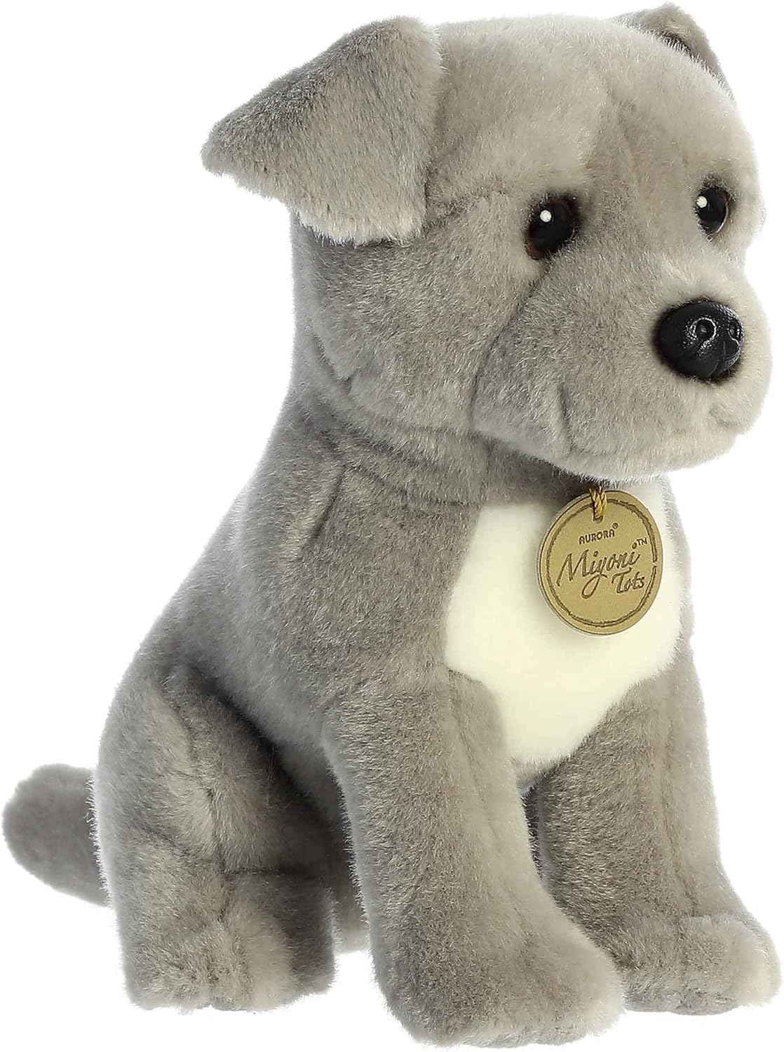 Aurora® Adorable Miyoni® Tots Pit Bull Puppy Stuffed Animal - Lifelike Details Make a Cherished Companion - Perfect for Decorating Bedrooms or Classrooms - Gray 8 Inches