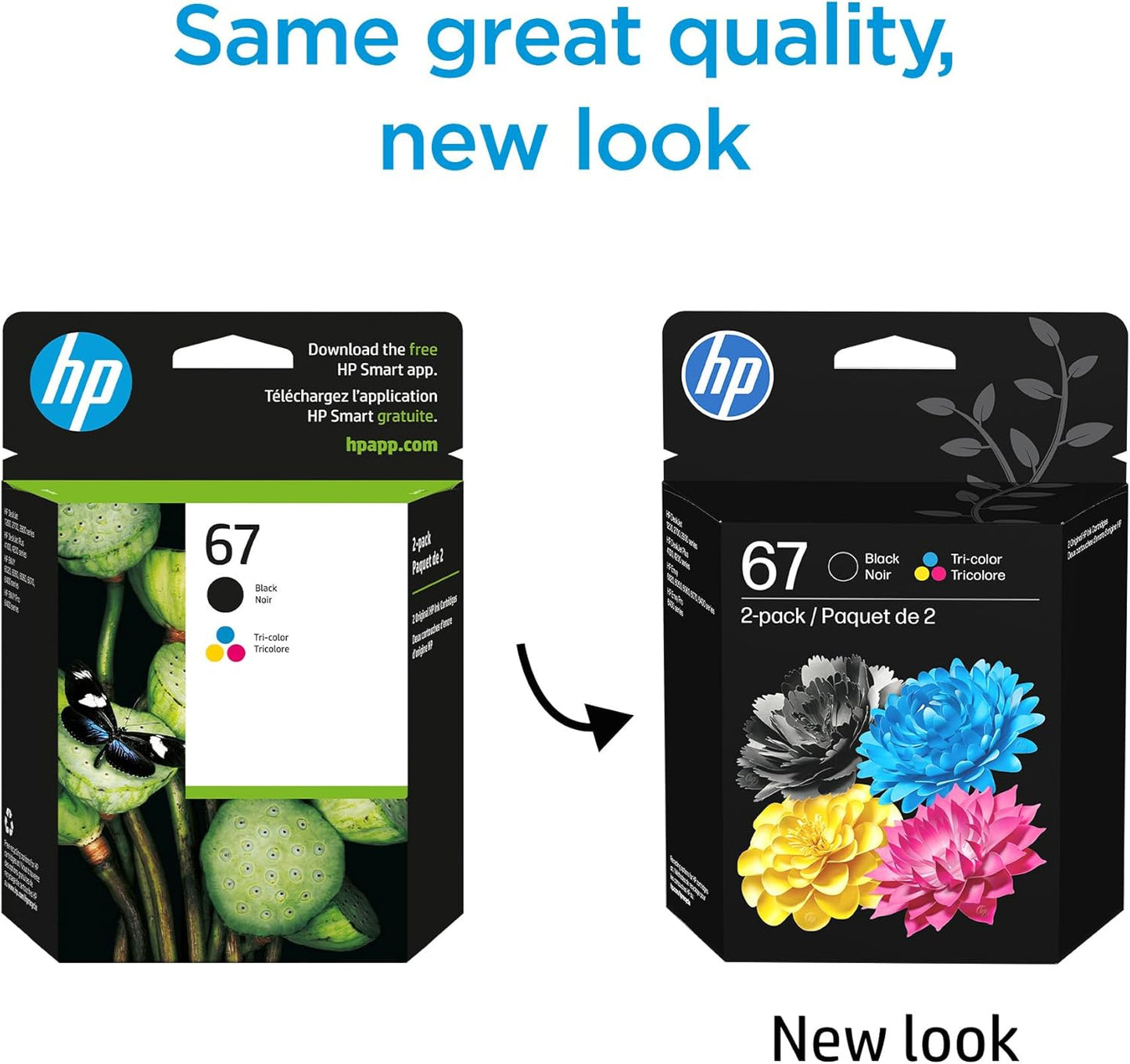 HP 67 Black/Tri-Color Ink Cartridges (2-Pack) | Works with DeskJet 1255, 2700, 4100, Envy 6000, 6400 | Instant Ink Eligible | 3YP29AN | Packaging May Vary