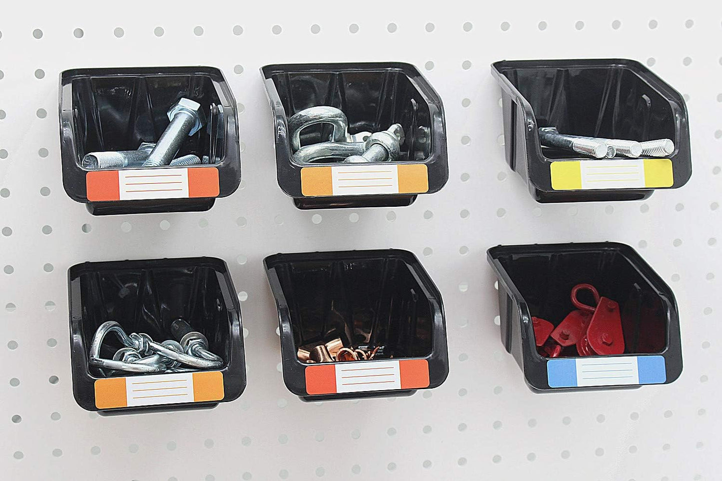 Colorstorm Pegboard Bins Kit 12 PACK Black Pegboard Parts Storage Tool Peg Borad Workbench Bins Organize Hardware,Attachments,Accessories (12 Pack)