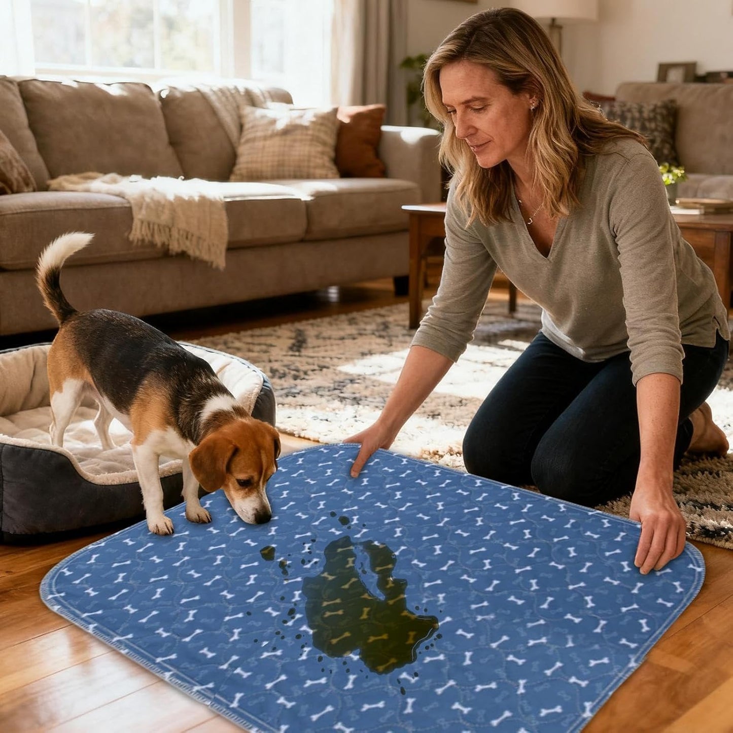 Dog Pee Pads,Leakproof Strong Absorbent - Extra Heavy Absorbency Washable Underpad | for Small Medium Dog Potty Bed Sofa Crate Car Whelping Bed Car