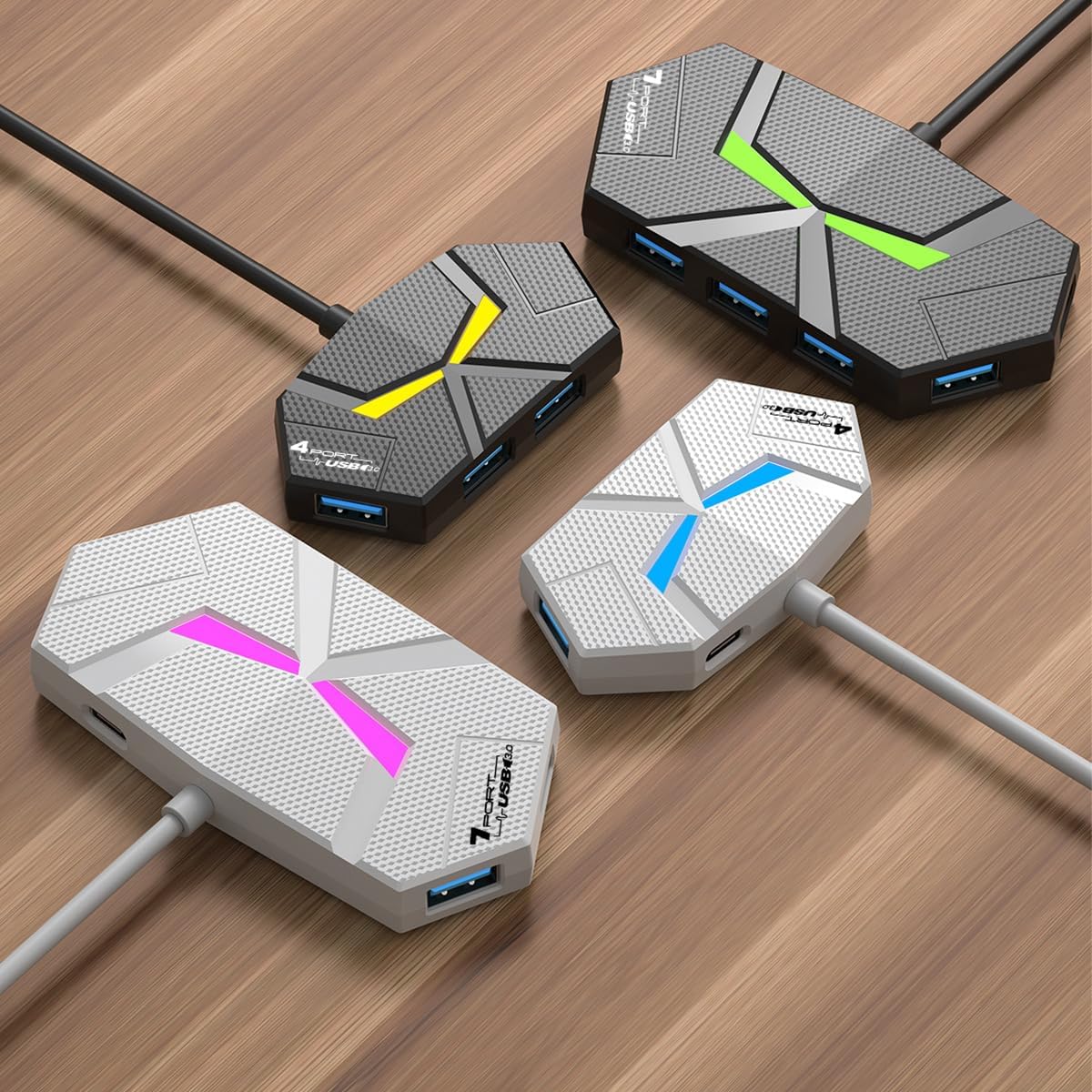 USB 3.0 Hub, 4-Port USB Hub, USB Splitter, USB Extender with Power Port for Laptop, PC, Xbox, Gamepad,Flash Drive, HDD, Console, Printer, Camera,Keyborad, Mouse,USB Fan