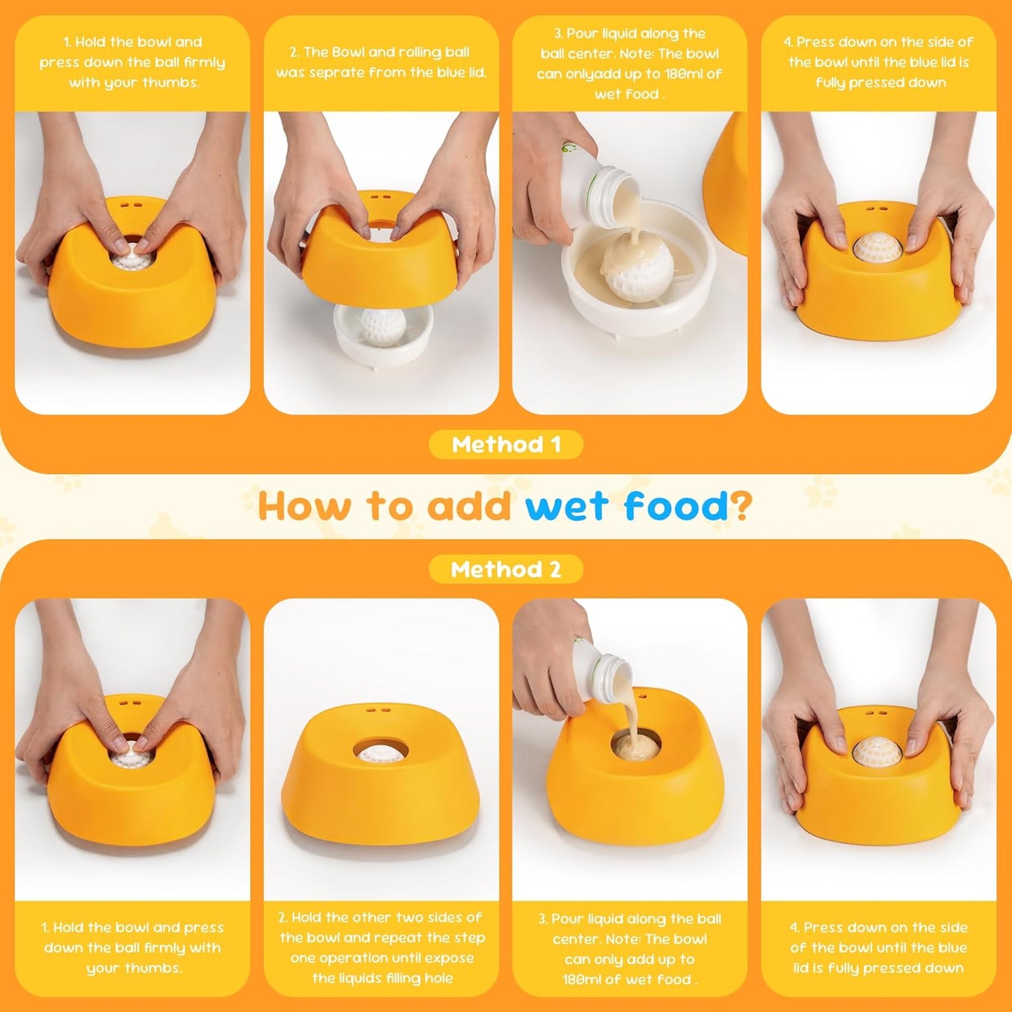 Dog Licking Toy, Slow Feeder Dog Bowls for Medium Large Breeds, Anti-Slip Dog Lick Bowl for 3/4 Cup Yogurt, Bone Broth, and Other Liquid Treat, Licking Bowl for Dietary Supplement (Yellow)