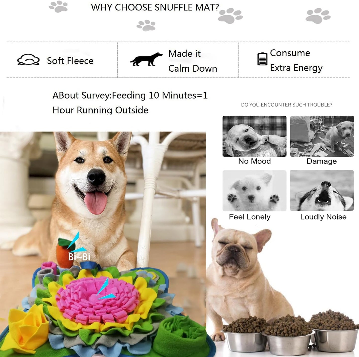 Snuffle Mat for Dogs Feeding Mats Puppy Sniffing Pad,Pets Slow Feeder Cat Interactive Dog Treats Puzzle Toys for Small Medium Large Dogs,Encourages Natural Foraging Skills,Anxiety Relief (Pink-1)