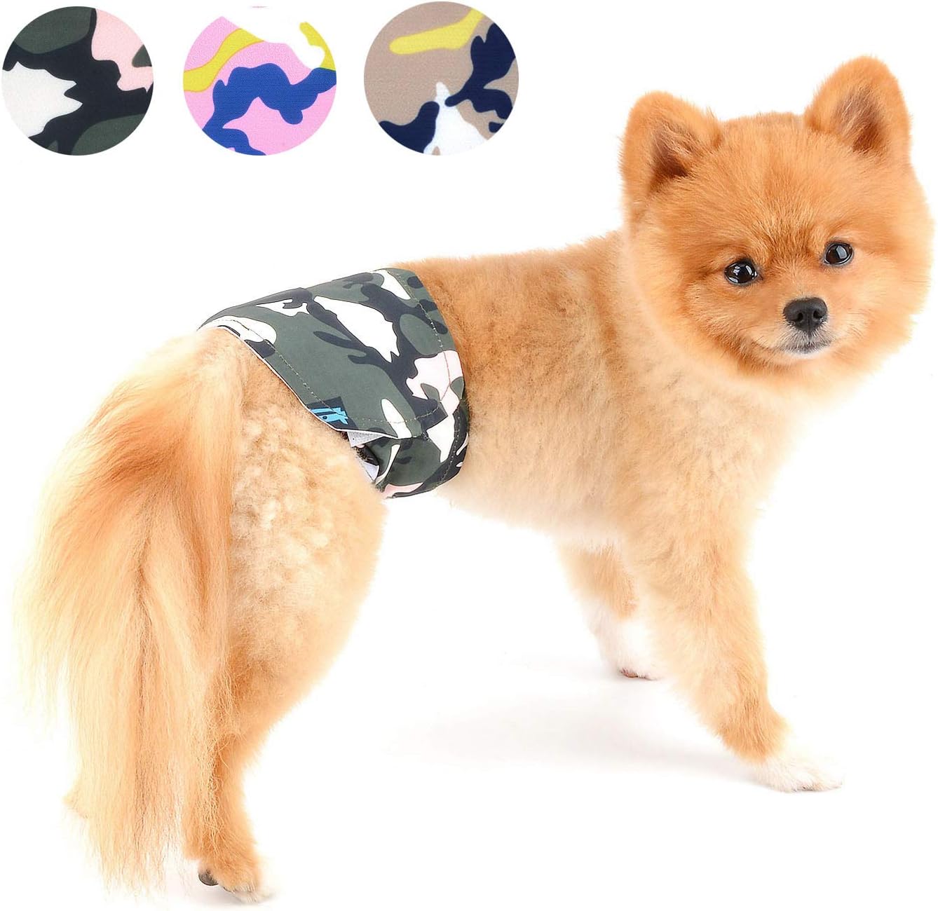 SELMAI Belly Bands for Male Dogs Small Medium Adjustable Washable Doggie Wrap Diapers Leakproof Reusable Comfy Boy Puppy Nappies Absorbent Pads Prevent Licking Fashion Camouflage Design 2 Pack Size L