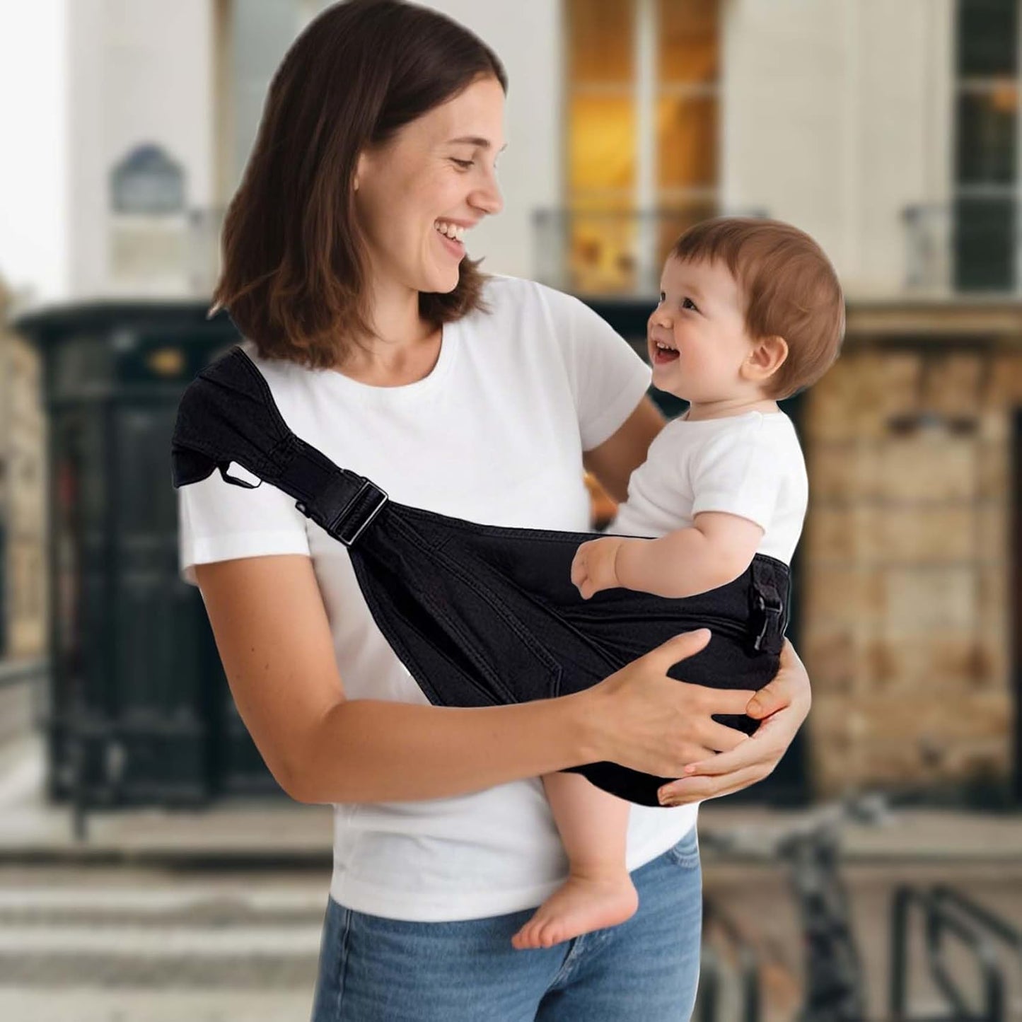 Baby Sling Carrier Newborn to Toddler, Lightweight Baby Carrier Sling, Baby Wrap Sling, Baby Hip Seat Carrier for Toddler Sling, Baby Holder Carrier, Nursing Sling, Carrying 8-35 lbs, (Black)