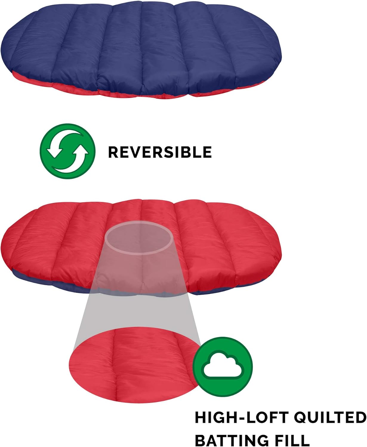 Furhaven Outdoor Travel Dog Bed for Large/Medium Dogs w/ Carry Bag, Washable & Foldable, Great for Crates & Kennels - Trail Pup Travel Pillow Mat w/ Stuff Sack Bag - Flame Red/True Blue, Large
