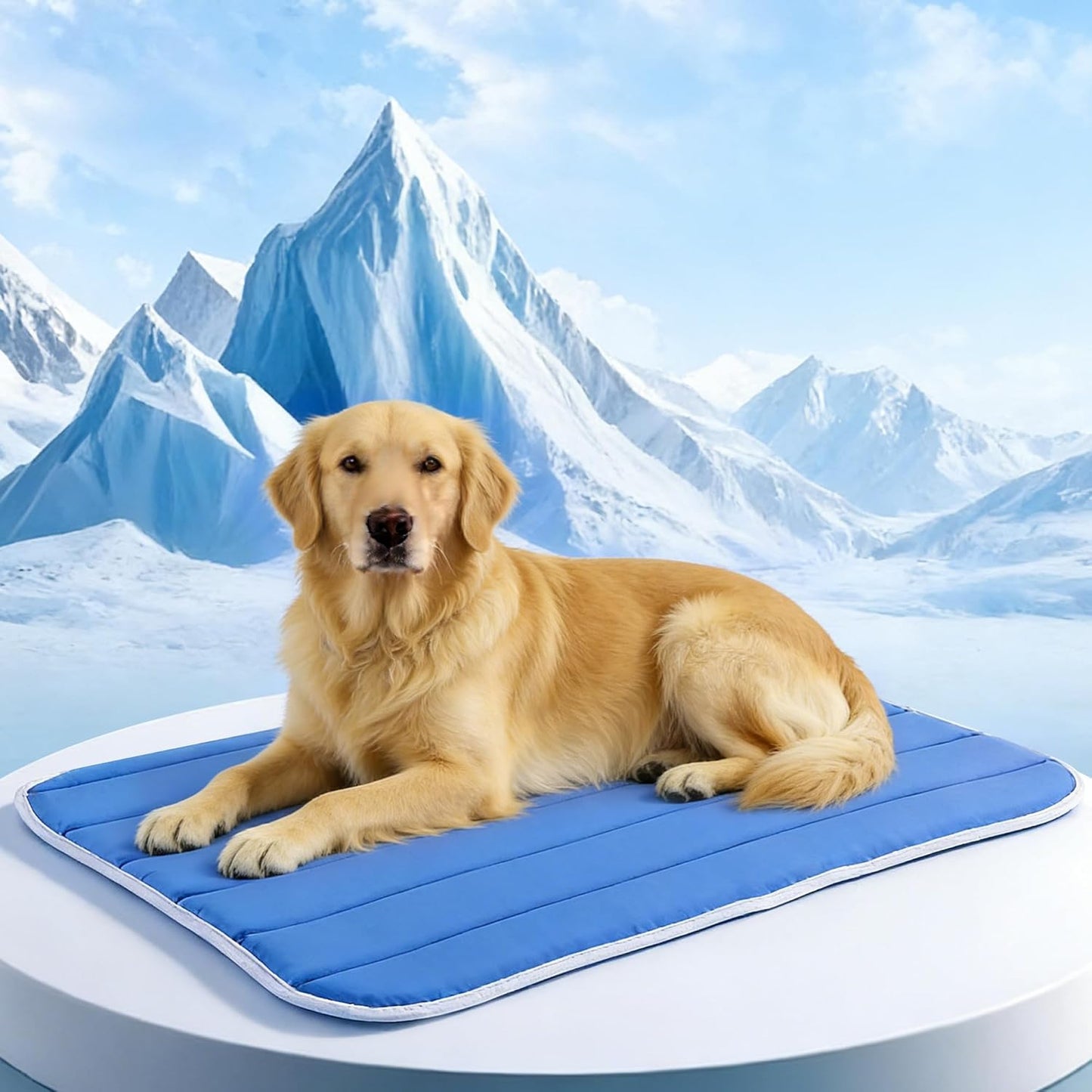 Dog Cooling Mat, Super Thick Cold Memory Sponge Cooling Mat for Dog,Foldable Crate Pet Bed & Non-Slip, (Q-Max > 0.45) Long-Lasting Cool & Keep Your Pet Cool. (X-Large - (43.3 x 31.5 Inch)