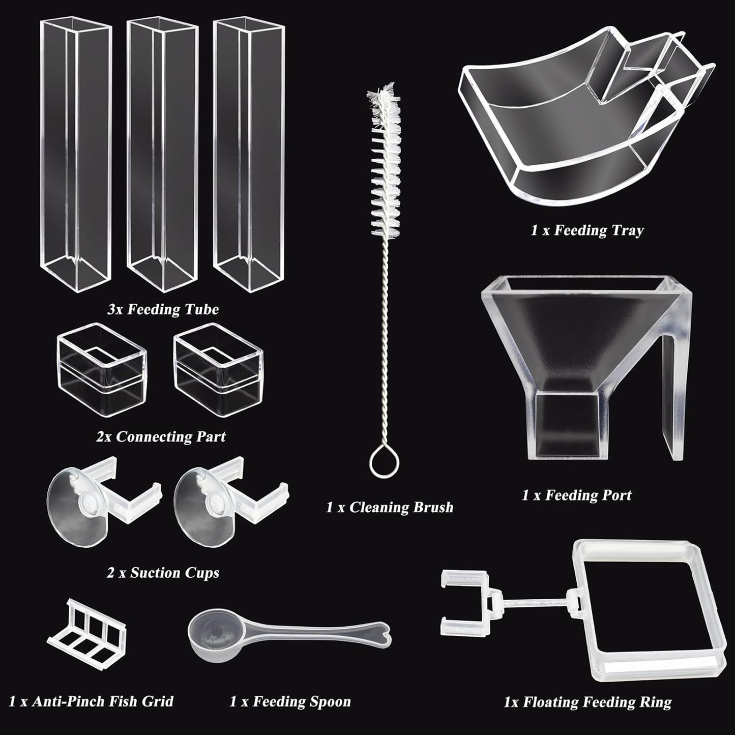 Shrimp Feeder Tube and Dish Set - Aquarium Fish Feeder with Feeding Ring and Cleaning Brush - Prevent Food Scattering