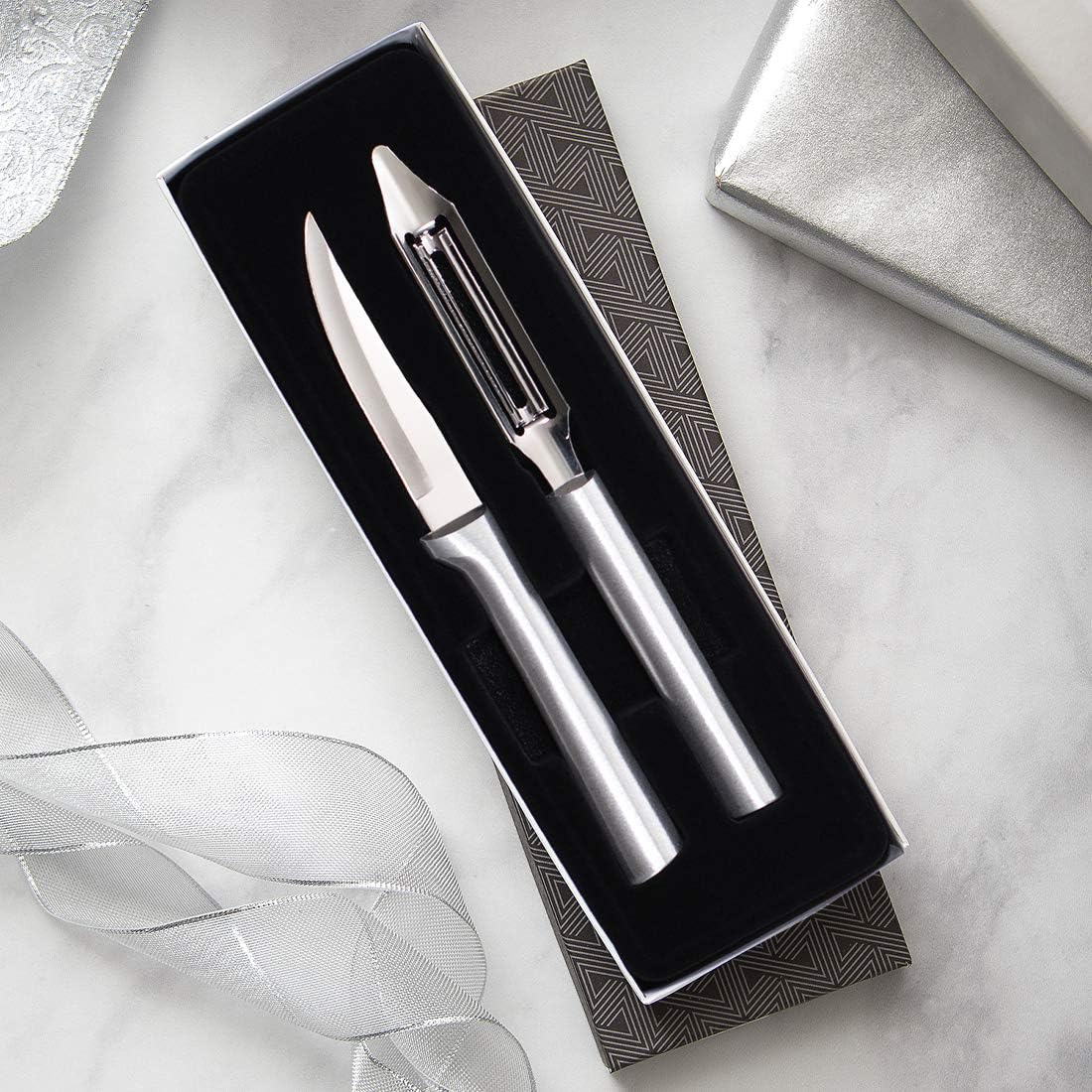 Rada Cutlery Pare & Peel Gift Set (S46), 2-Piece Knife Set, Stainless Steel Blades, Silver Handle