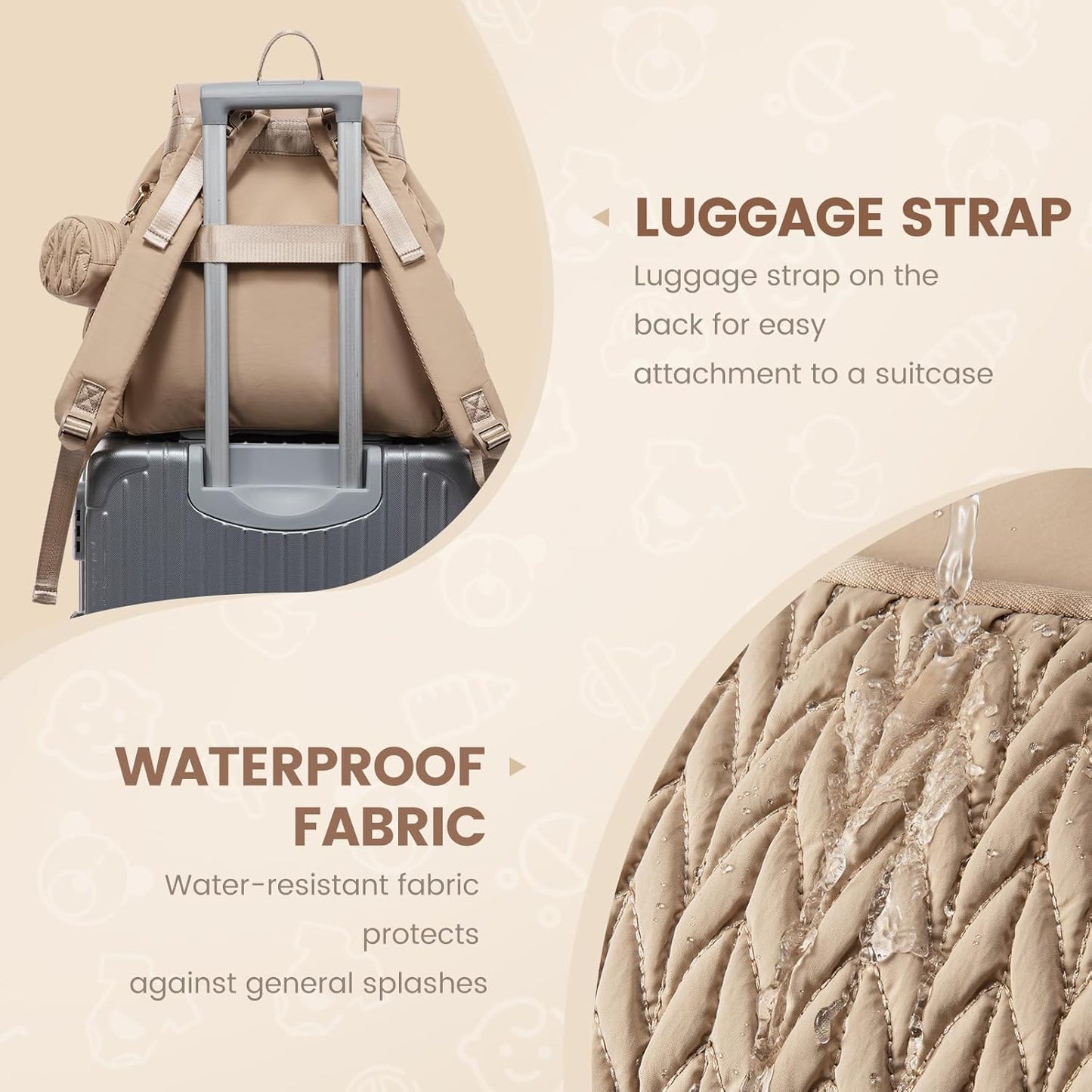 LOVEVOOK Diaper Bag Backpack, Small Baby Bag, Cute Baby Diaper Bag, Stylish Water-Resistant Travel Baby Bag for Mom, Baby Backpack with Changing Pad, Stroller Straps -Khaki