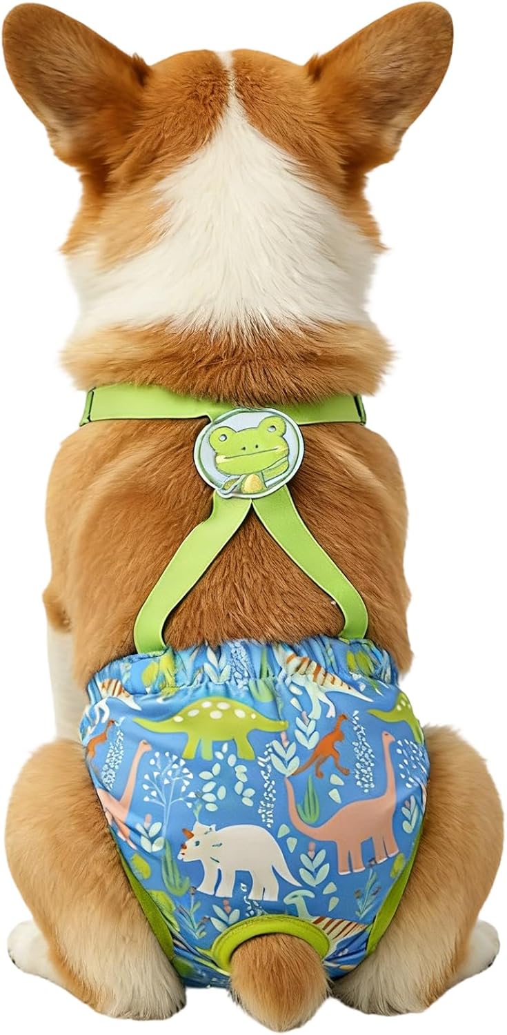 Diaper for Dogs - Washable Female Wraps with Suspender,Reusable Dog Panties | for Home Apartment Indoor Outdoor Travel Car Crate Kennel Yard Park Beach Camping